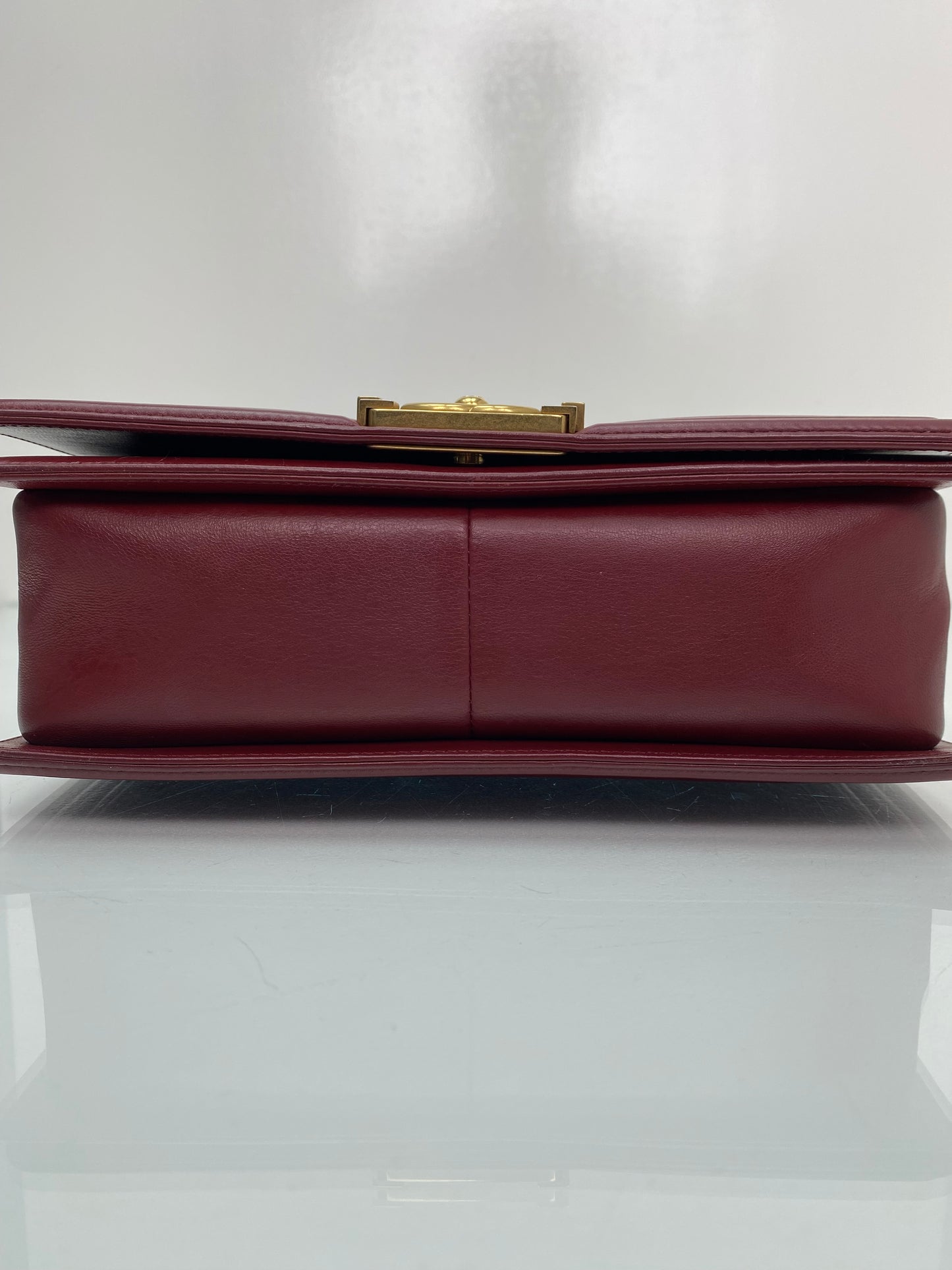 Chanel Wine Red Lambskin Medium Boy Bag GHW #23