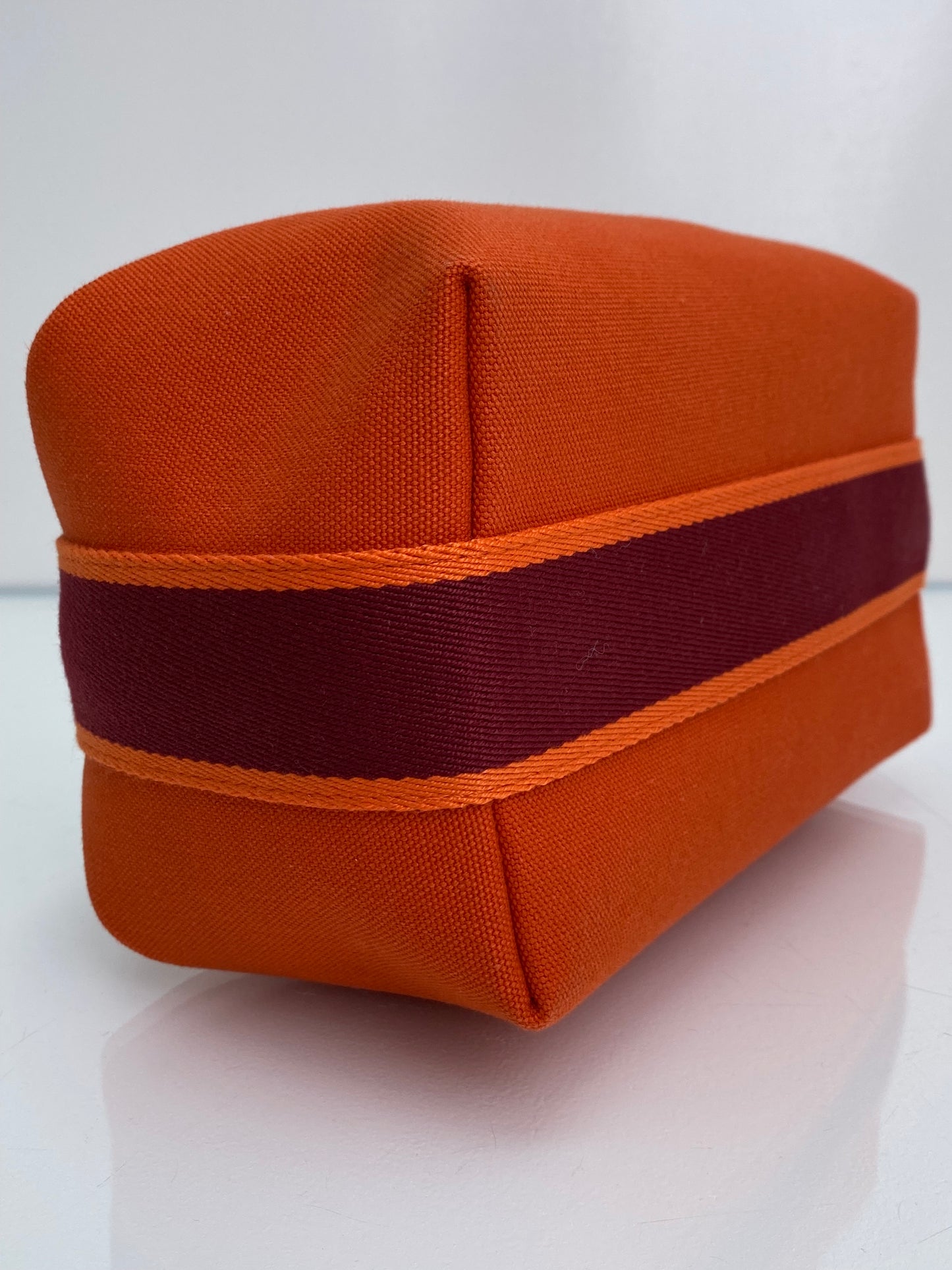 Hermes Bride A Brac PM Orange & Burgundy Toile Bag