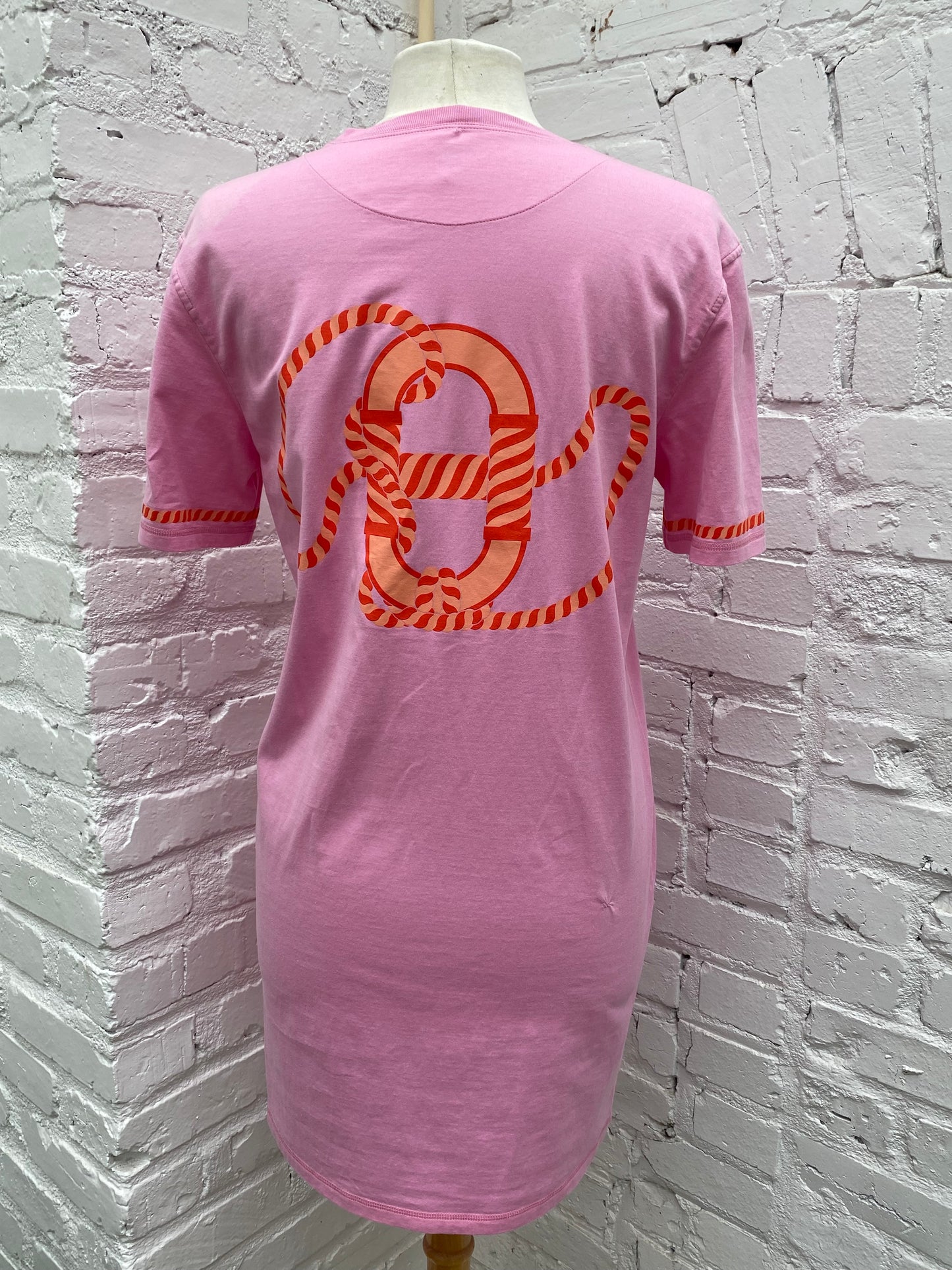 Hermes Light Pink & Orange T-Shirt Dress, 38 (As Is)