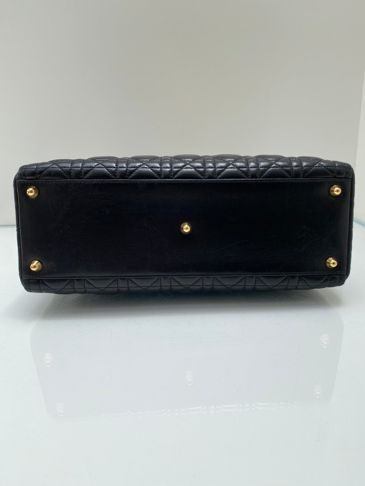 Dior Black Cannage Lambskin Large Lady Dior Bag GHW