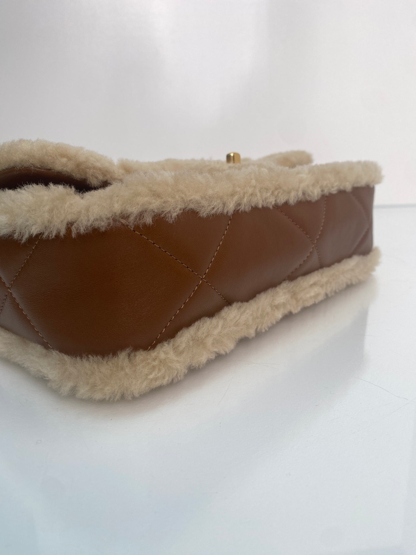 Chanel Camel & Shearling Medium Flap Bag GHW
