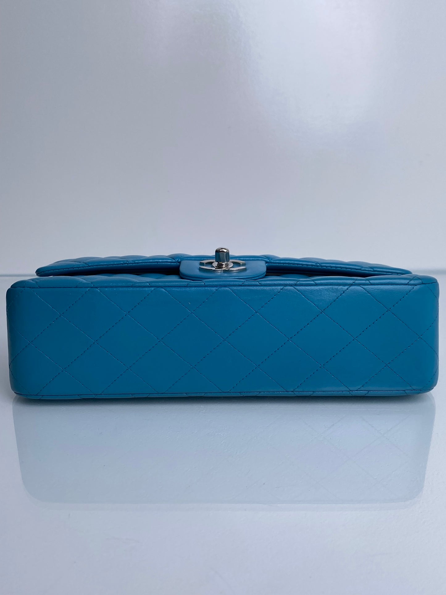 Chanel Classic Double Flap Turquoise Lambskin Bag SHW