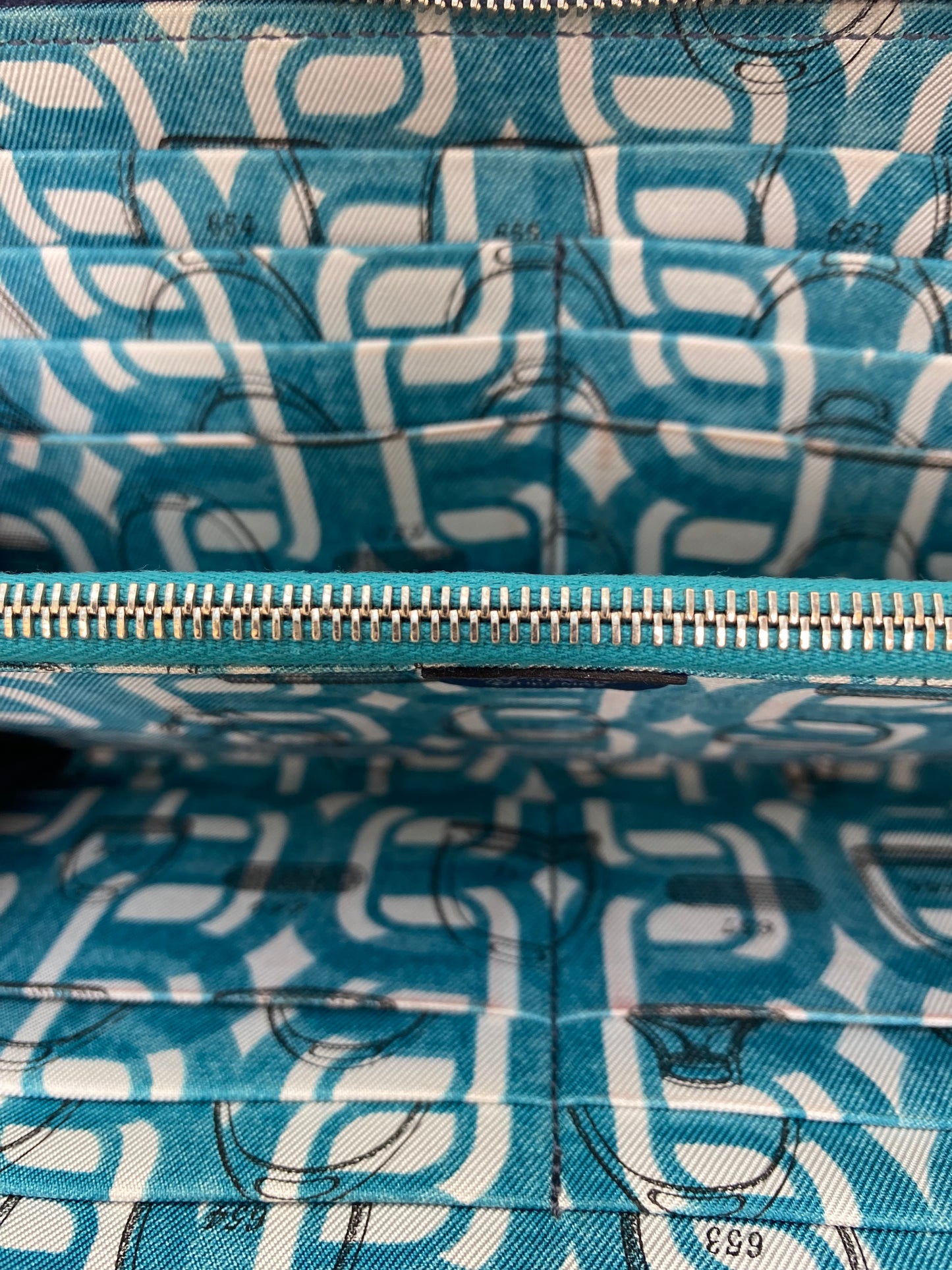 Hermes Azap Silk Blue Saphir Epsom Zip around Long wallet PHW