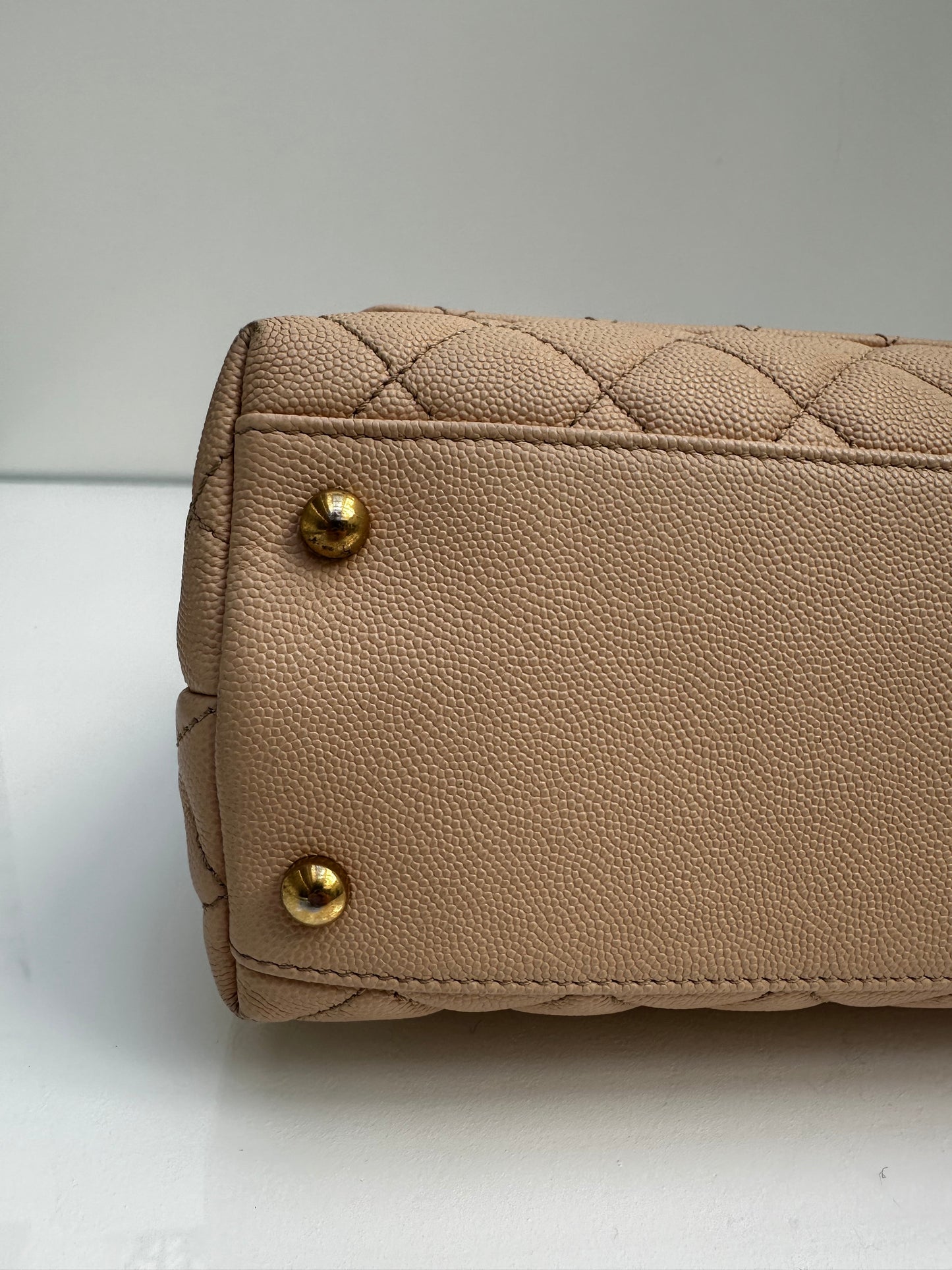 Chanel Medium Beige Coco Handle Caviar Leather GHW