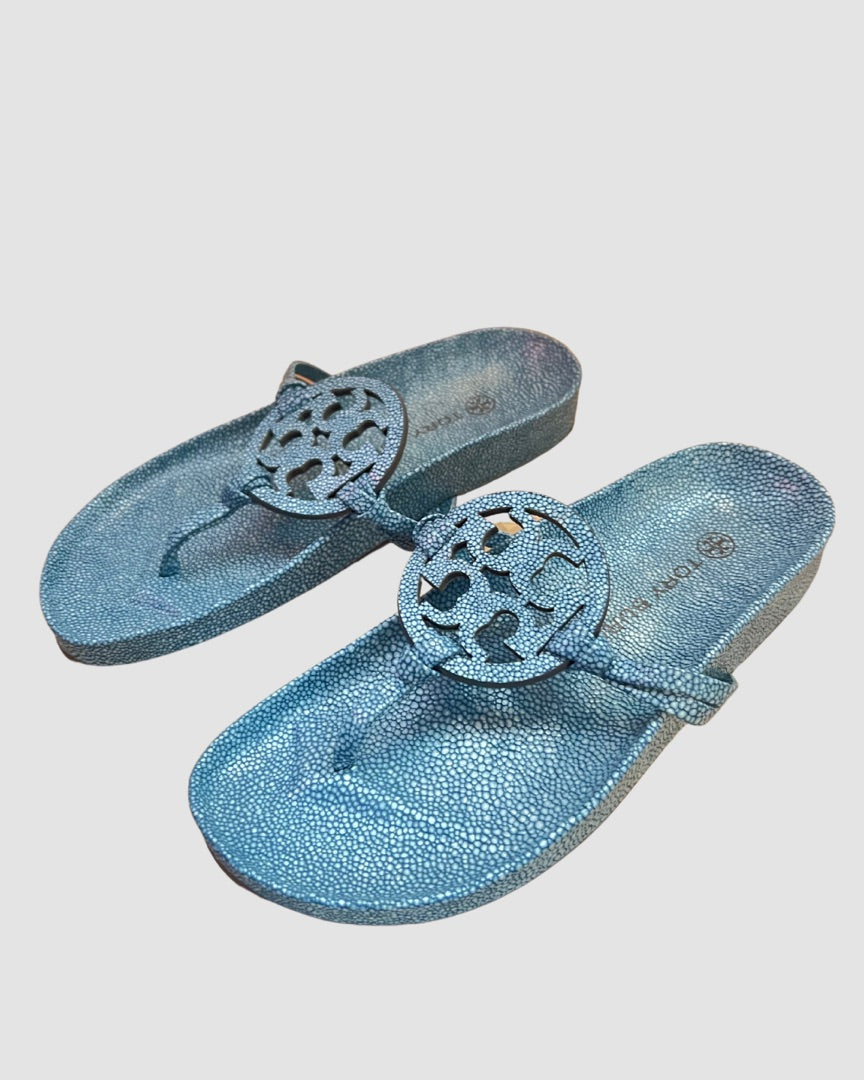 Tory Burch Blue Logo Sandals