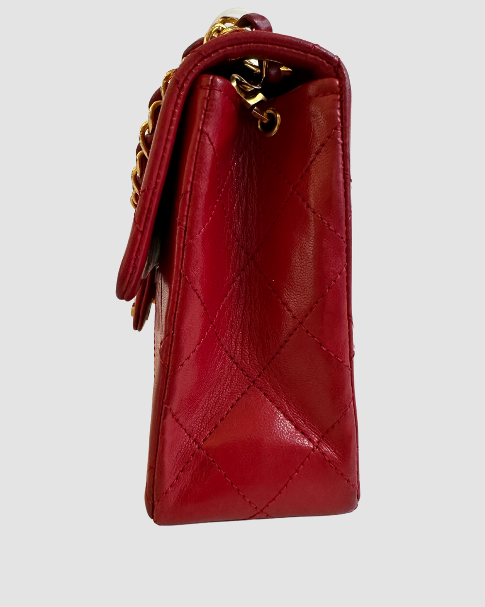 Chanel Vintage Mini Red Lambskin Square Flap Bag GHW