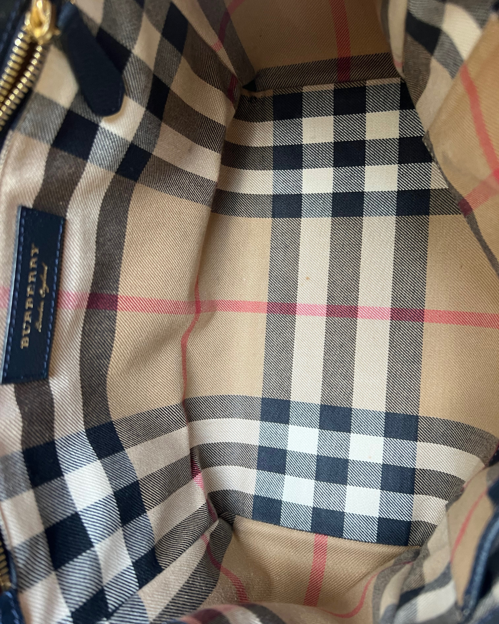 Burberry Navy Leather Buckle Tote Bag