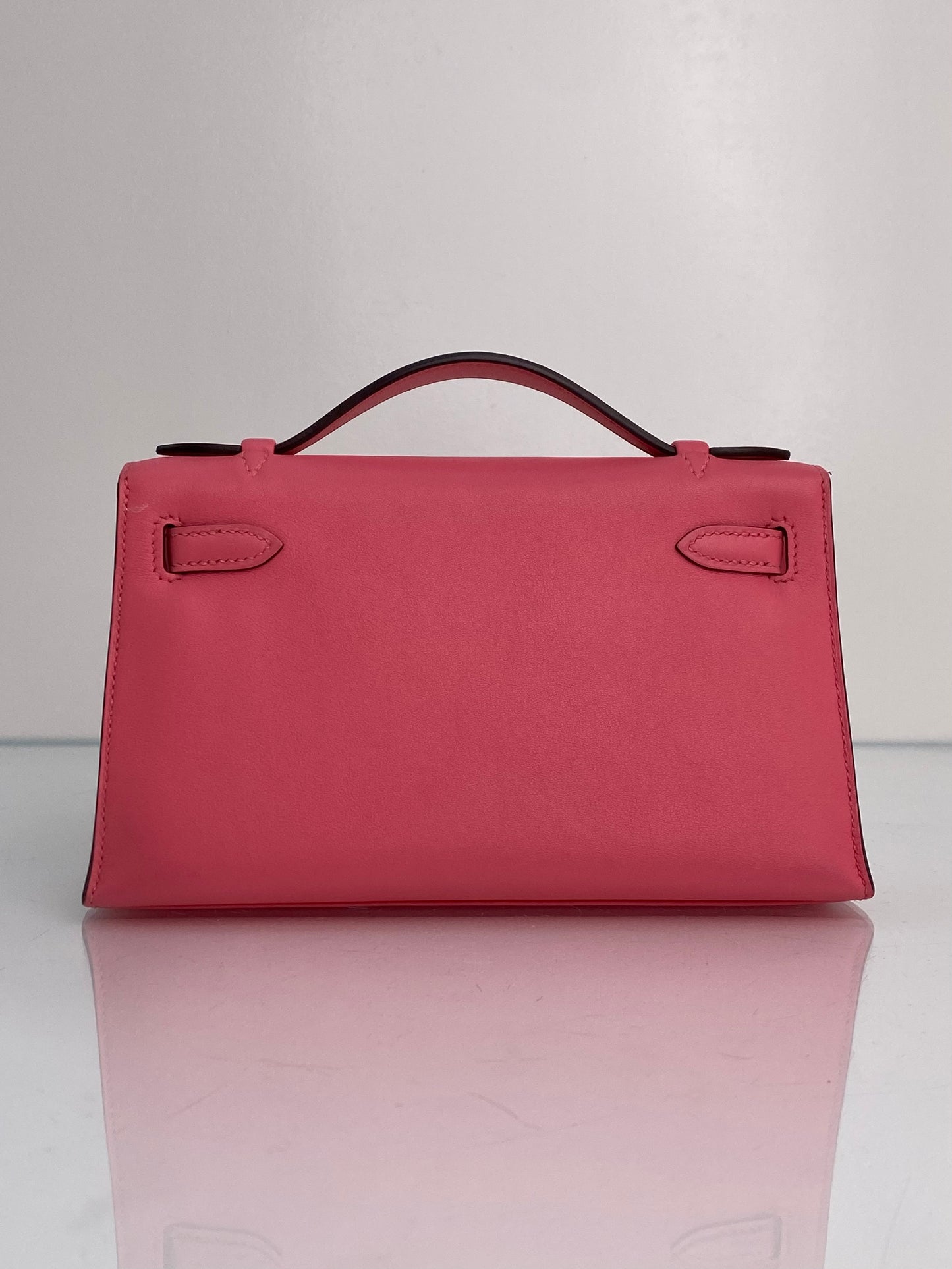 Hermes Kelly Pochette Rose Azalee Swift GHW #A