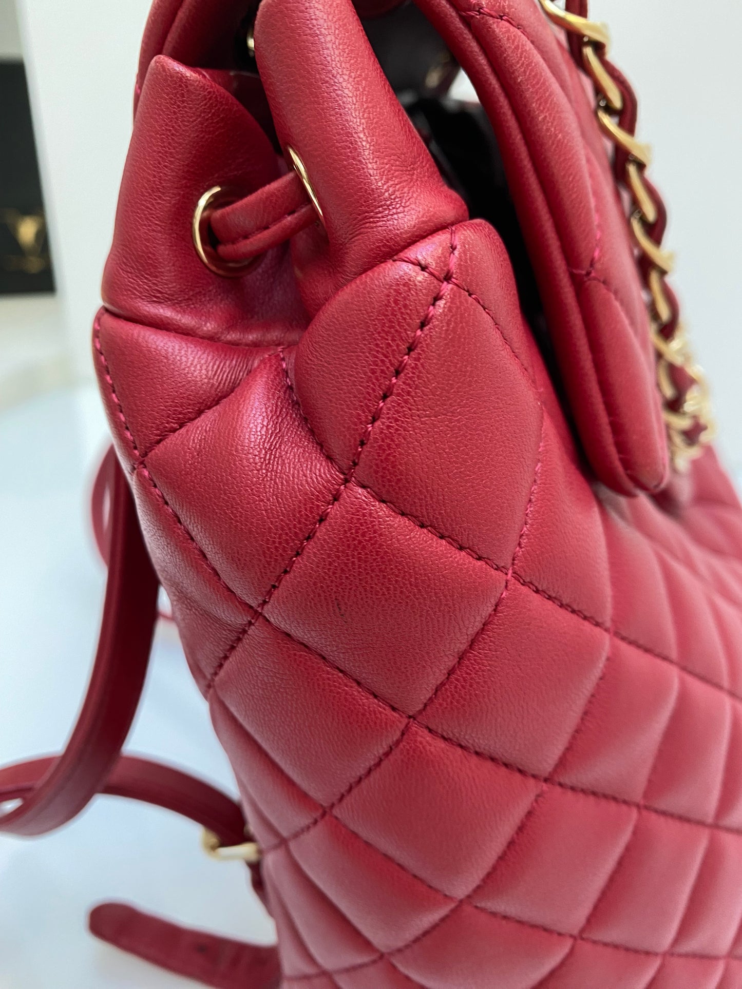 Chanel Urban Spirit Lambskin Leather Red Backpack GHW