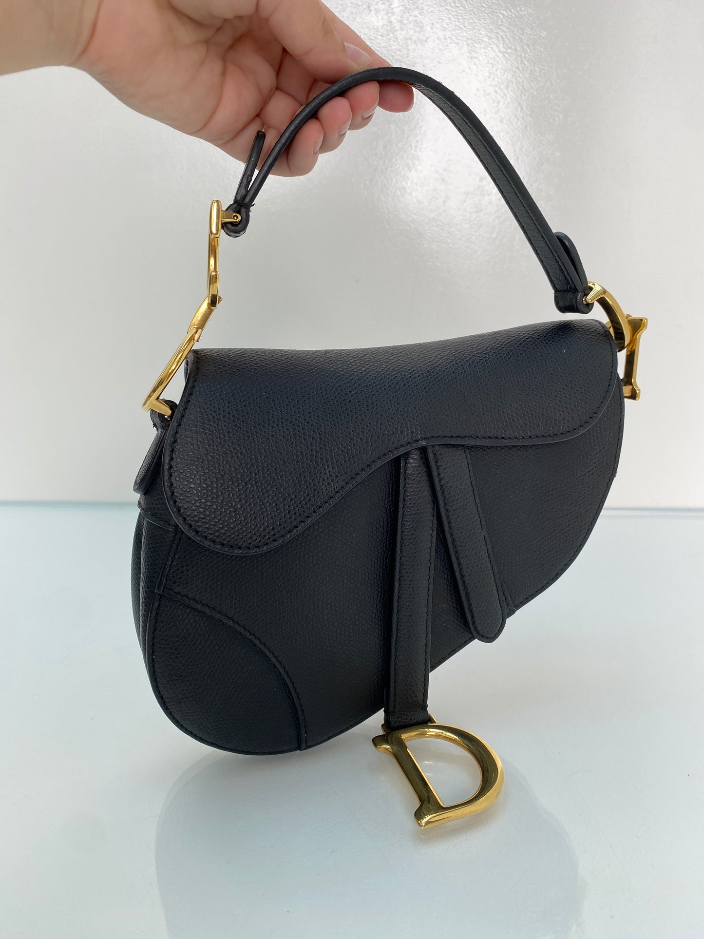 Dior Black Mini Saddle Bag GHW