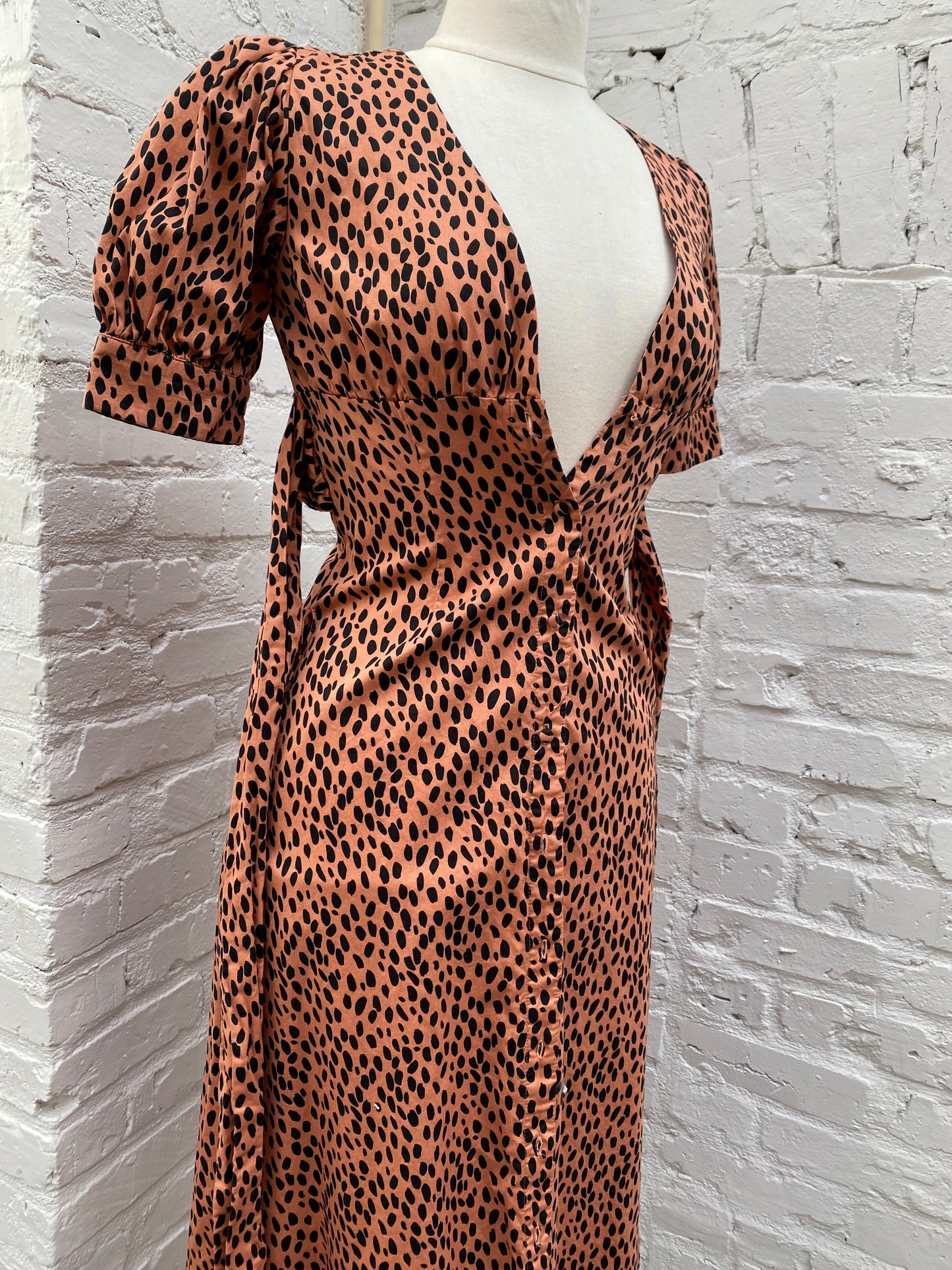 Love White Orange Cheetah Dress, XS