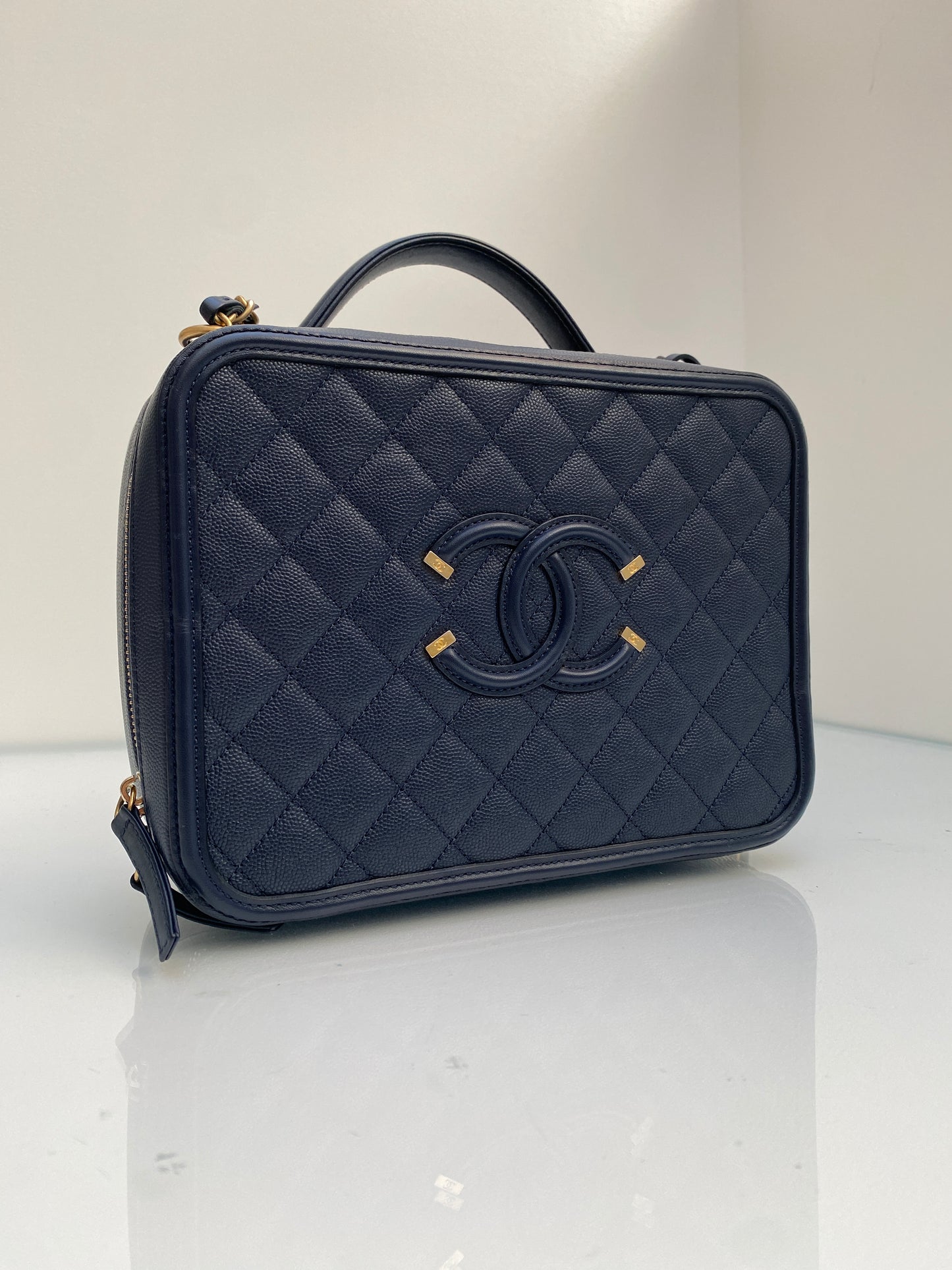 Chanel Navy Caviar Leather Vanity Bag GHW