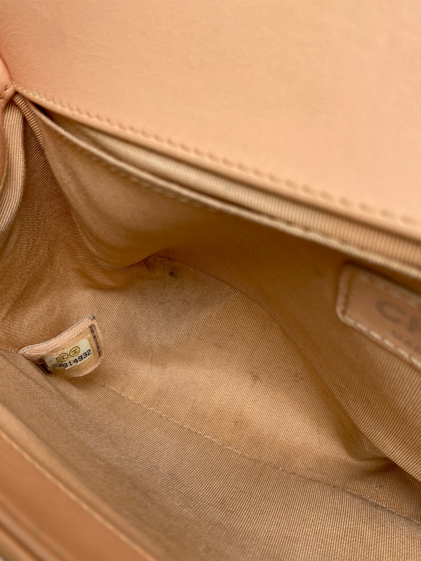 Chanel Medium Boy Bag Beige Stitched Chevron RHW #23