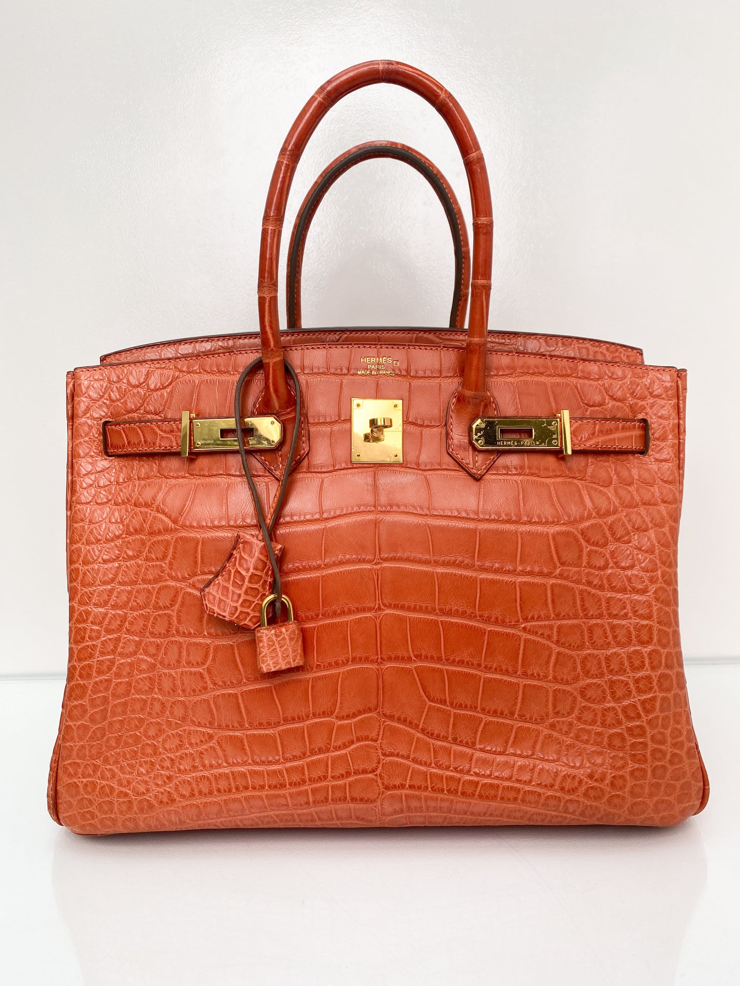 Hermes Birkin 35 Orange Matte Niloticus Croc GHW #O