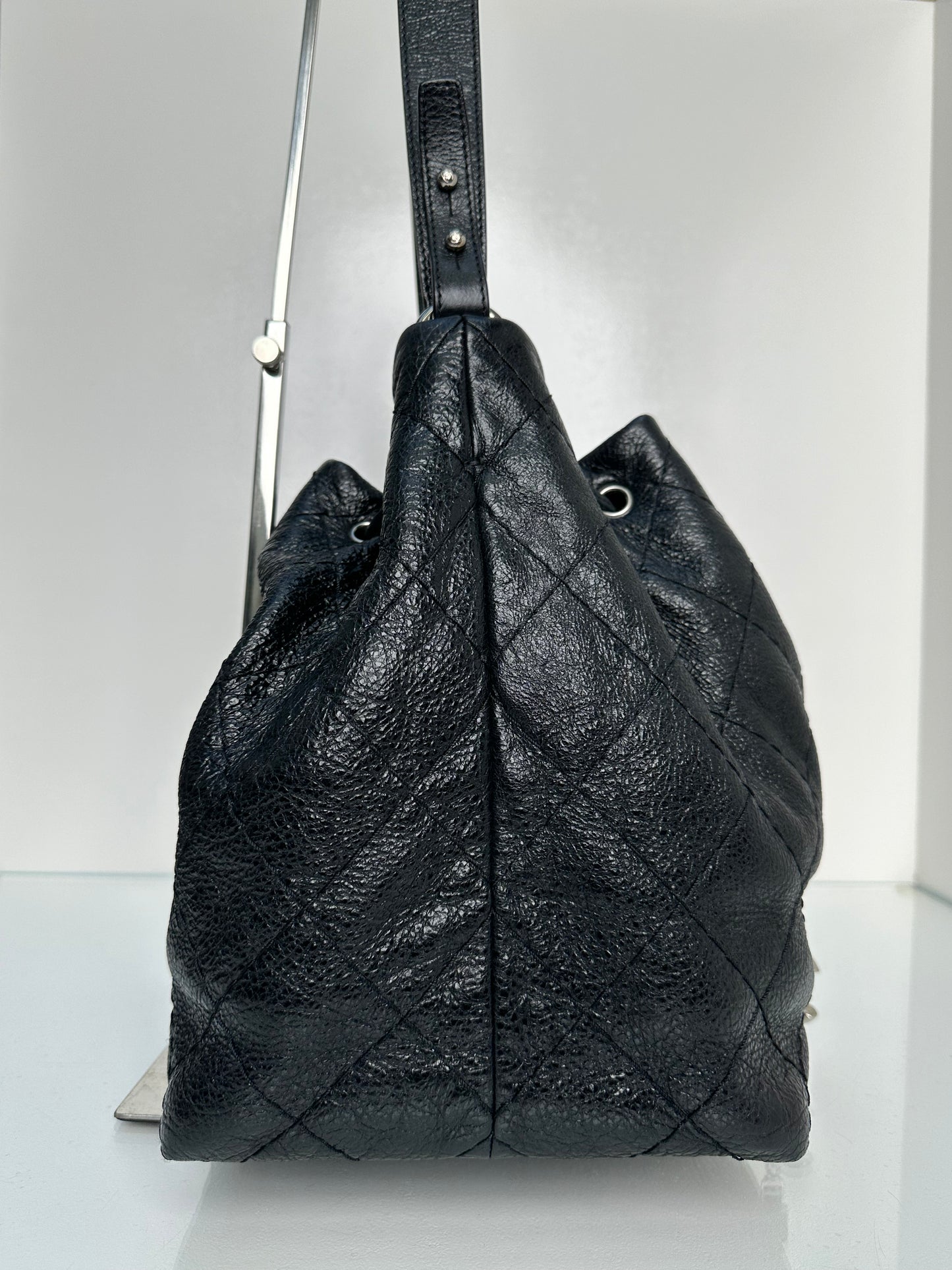 Chanel Black On The Road Calfskin Drawstring Tote SHW #14