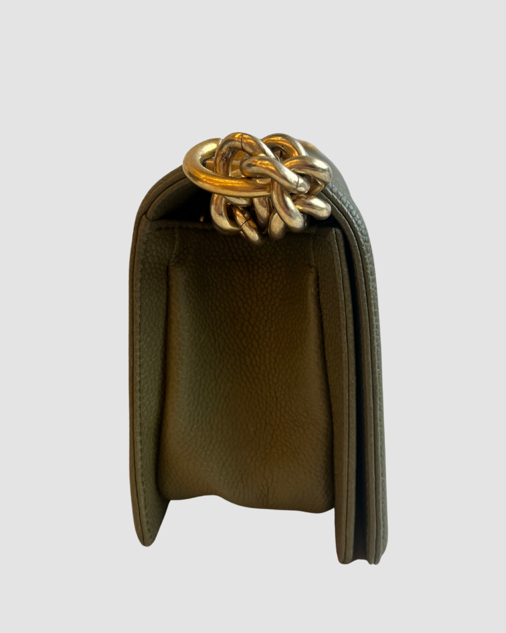 Chanel Small Army Green Caviar Leather Boy Bag GHW