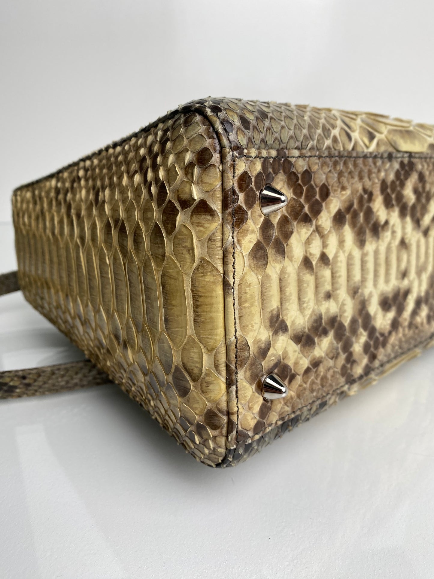 Christian Dior Lady Dior Yellow & Black Python Bag SHW