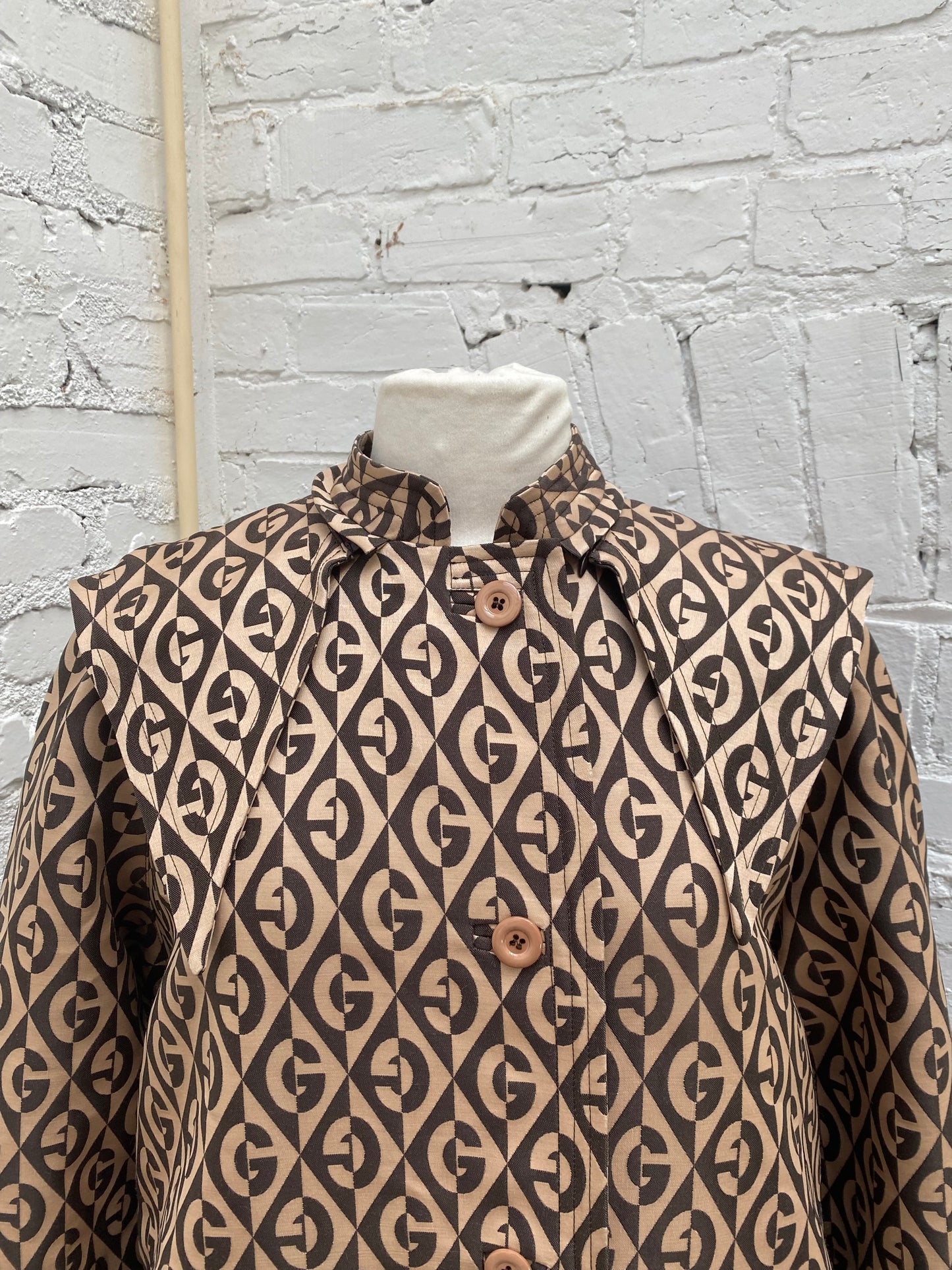 Gucci Brown Logo Print Trench Coat, 40