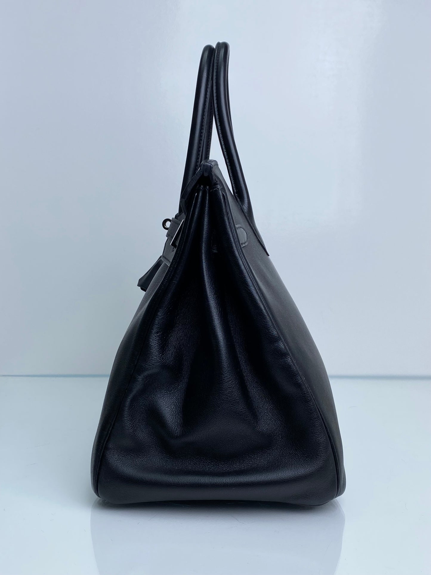 Hermes Birkin 35 Black Evercalf PHW #B