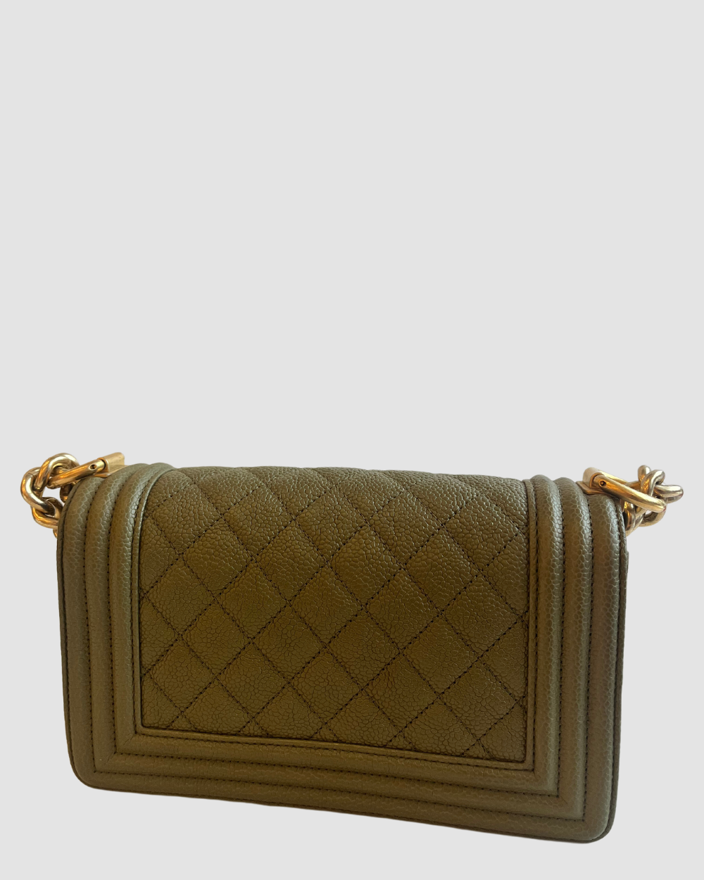 Chanel Small Army Green Caviar Leather Boy Bag GHW