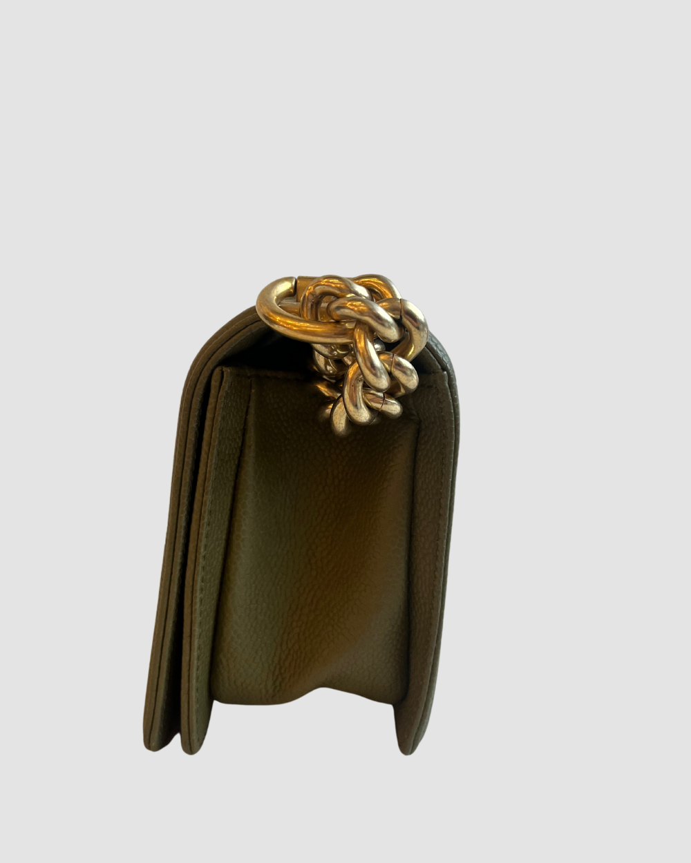Chanel Small Army Green Caviar Leather Boy Bag GHW