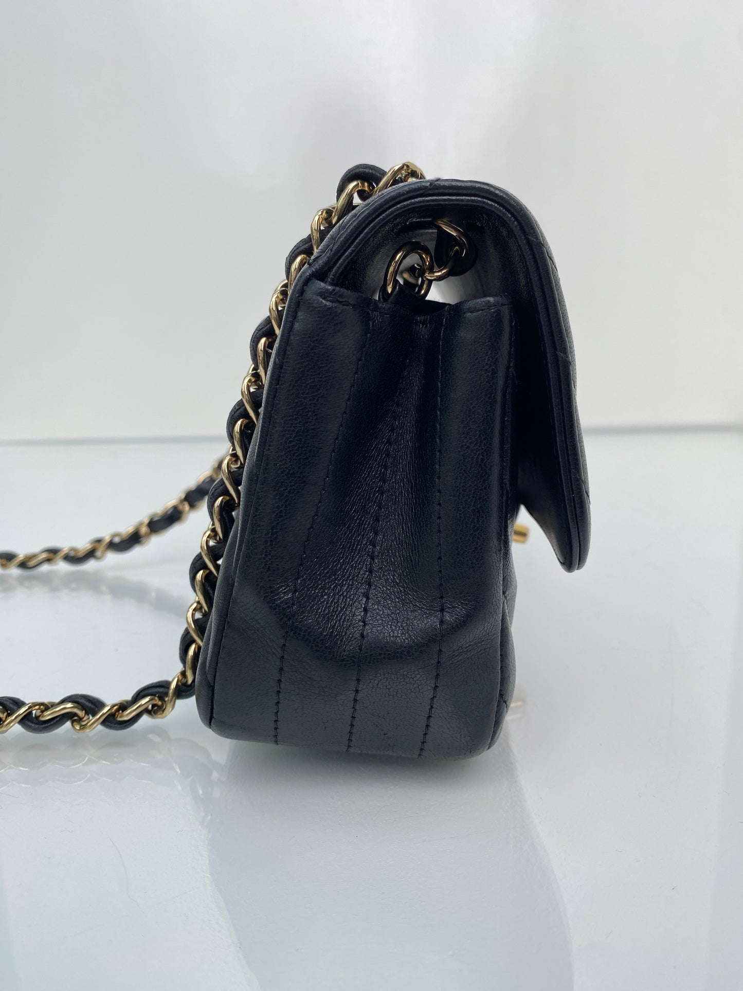 Chanel Classic Black Mini Rectangular Chevron Flap Bag GHW