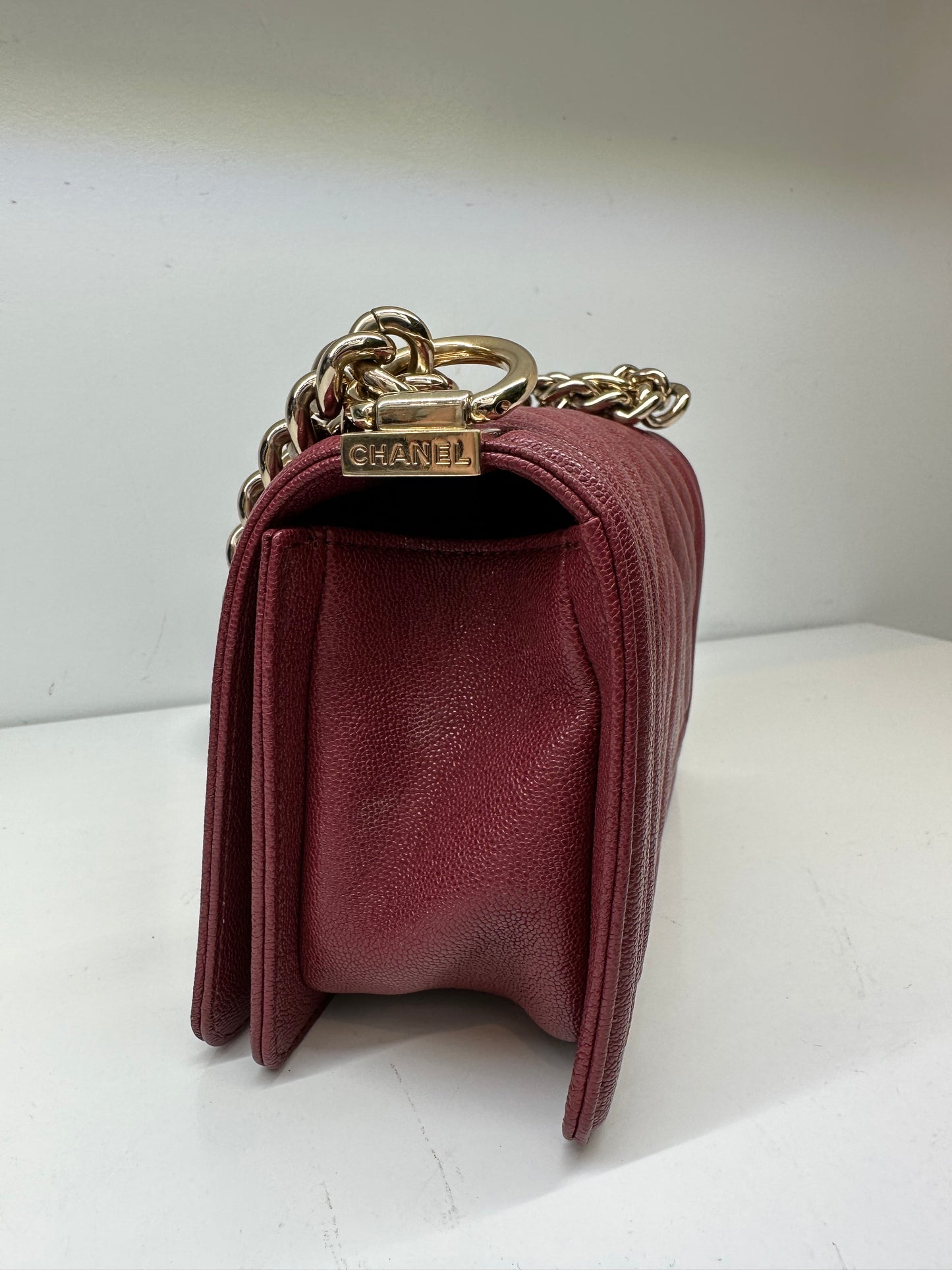 Chanel Boy Small Red Caviar GHW