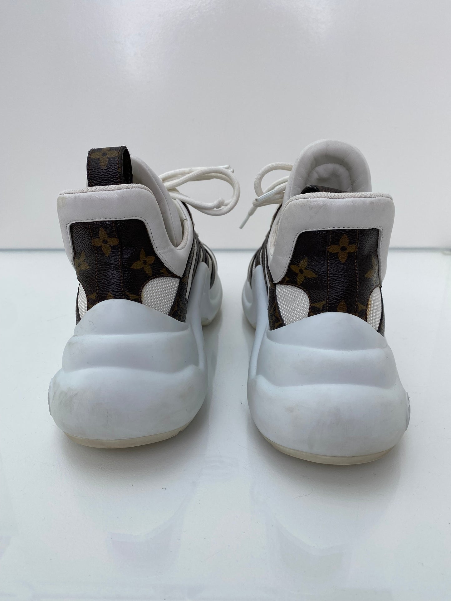 Louis Vuitton White & Monogram Archlight Sneakers, 39.5