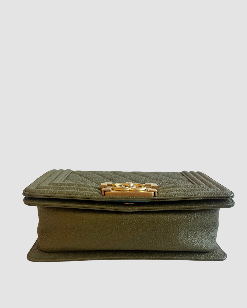 Chanel Small Army Green Caviar Leather Boy Bag GHW