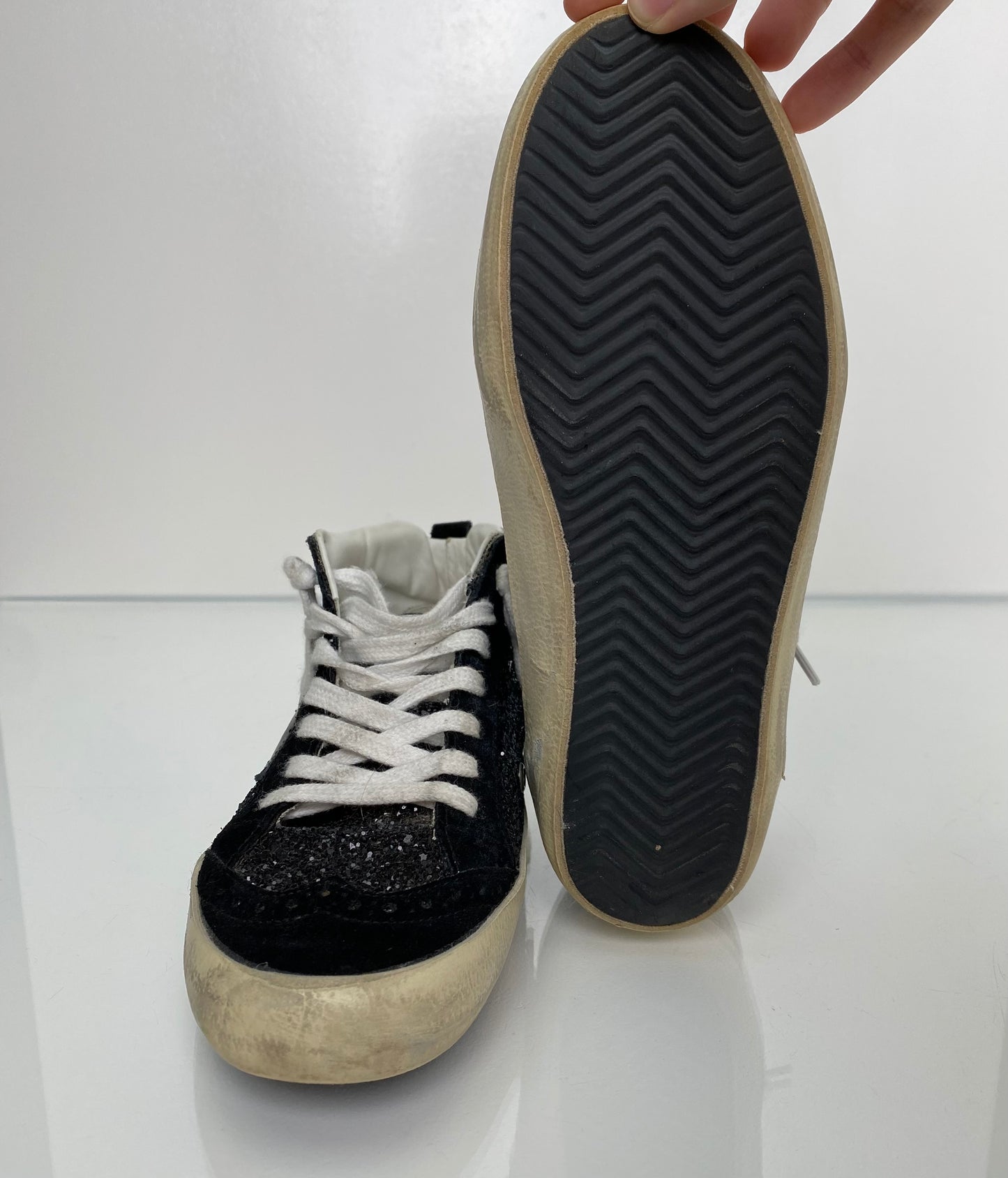Golden Goose Black Sparkle High-Top Sneakers, 36