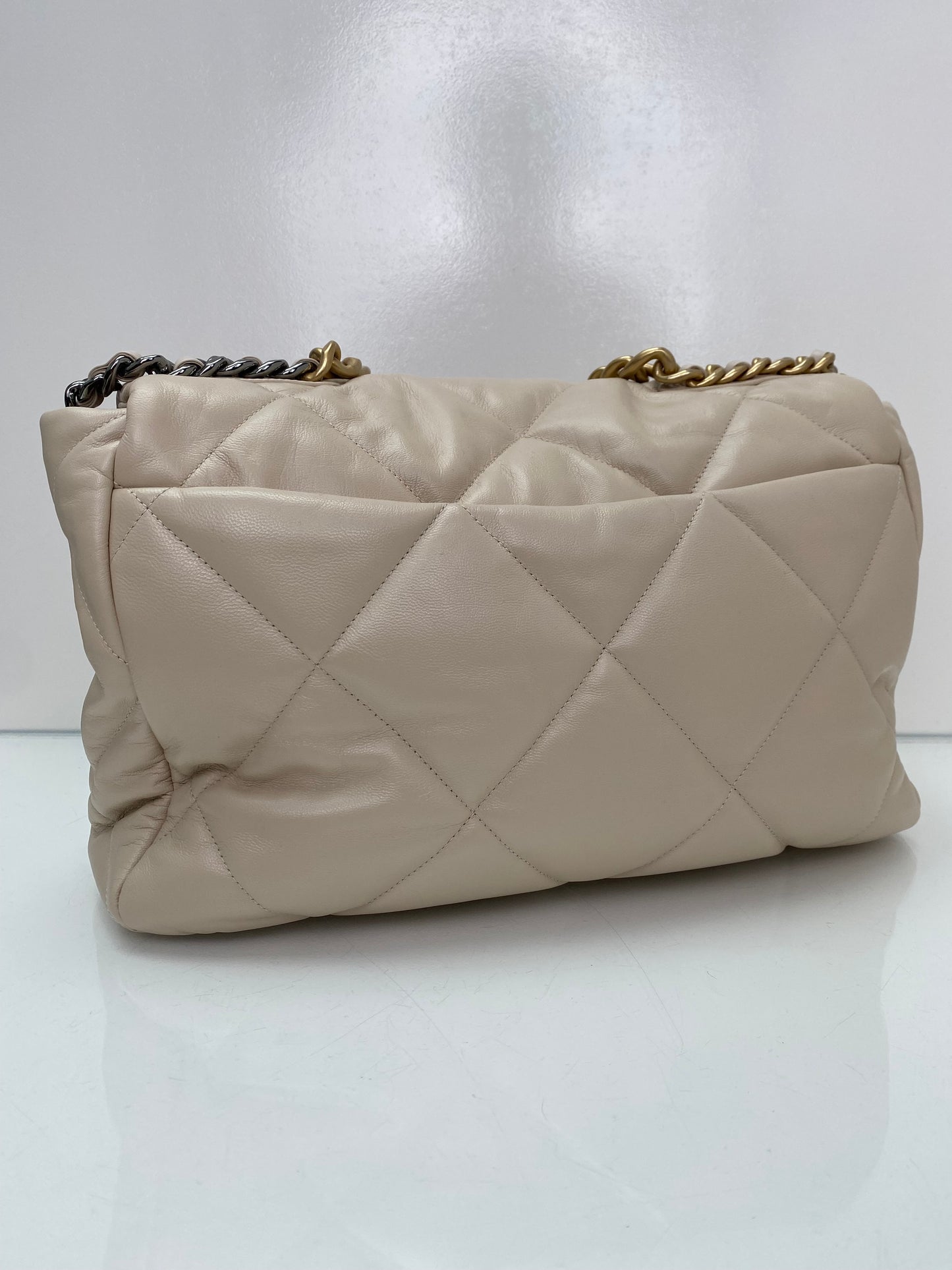 Chanel Cream Quilted Large 19 Bag TTHW