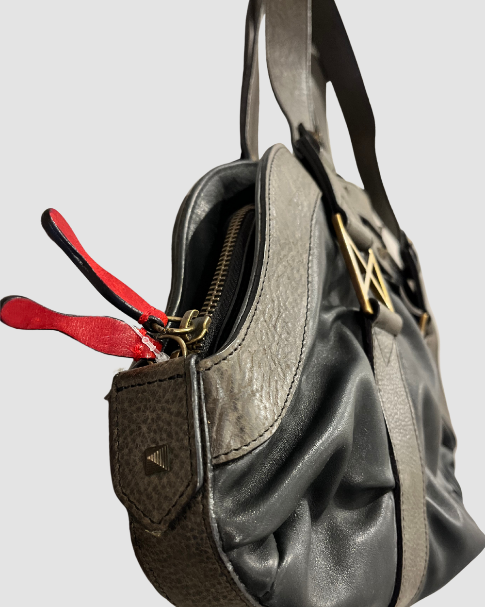 Christian Louboutin Fringe Black & Brown Leather Purse
