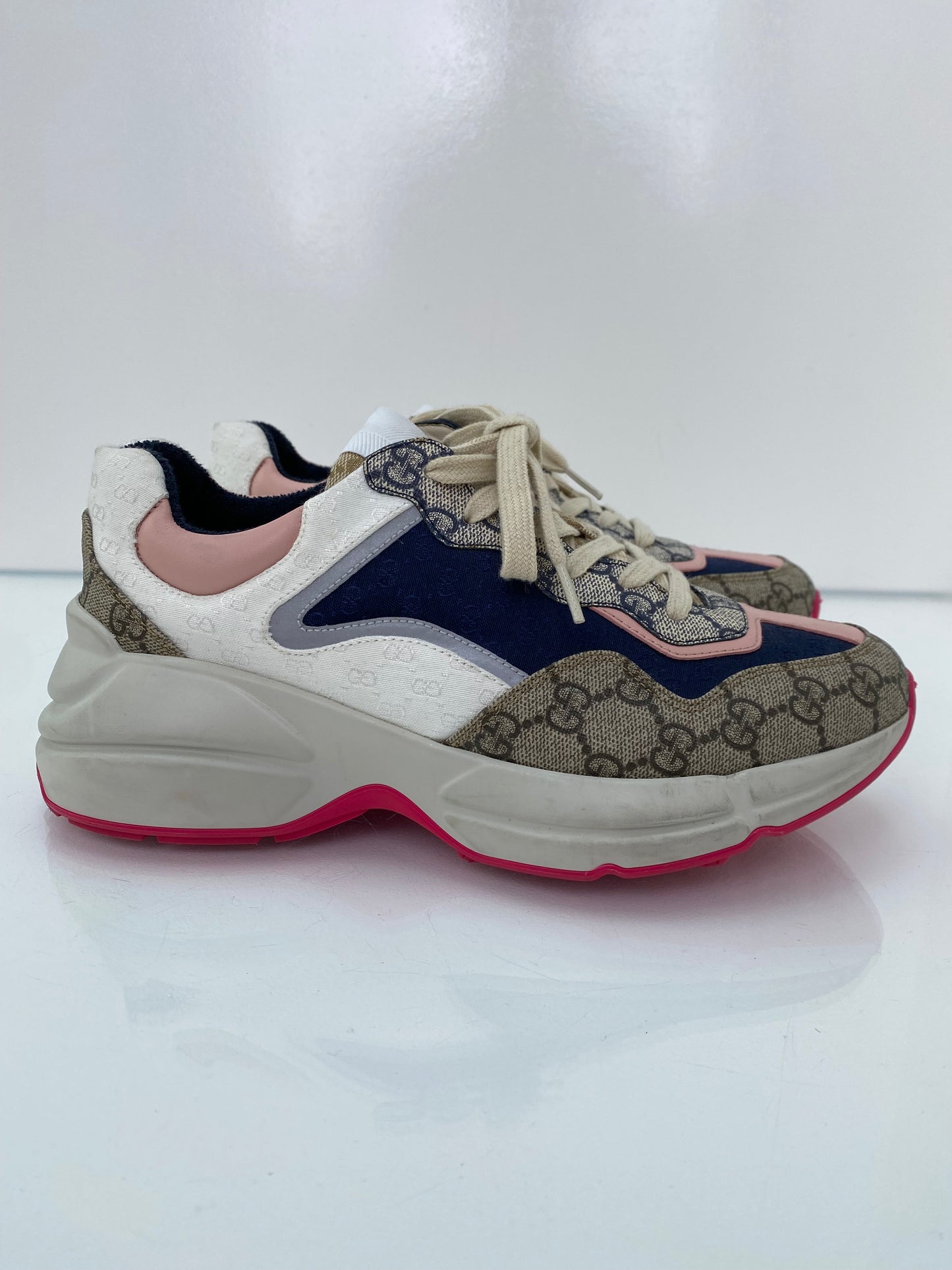 Gucci Rhyton Canvas Pink/Navy Sneaker, 40