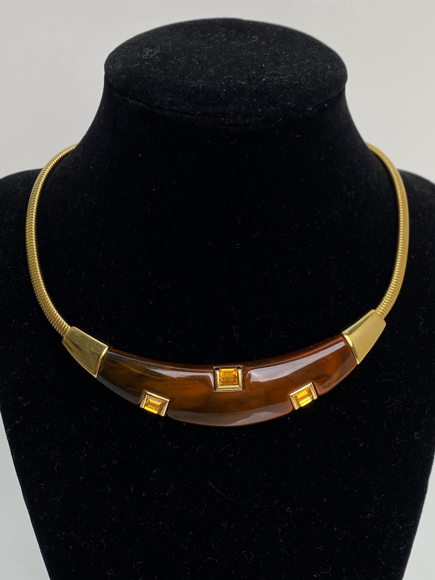 Givenchy Vintage Tortoise & Gold Choker Necklace