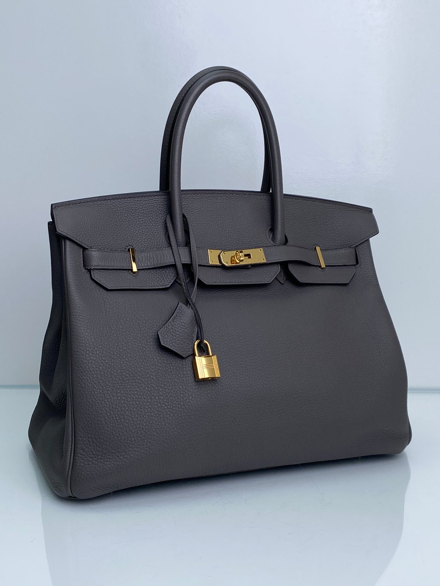 Hermes Birkin 35 Gris Etain Togo GHW #A
