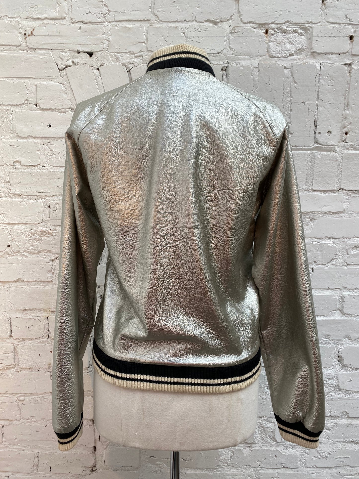 Saint Laurent Metallic Bomber Jacket, XS