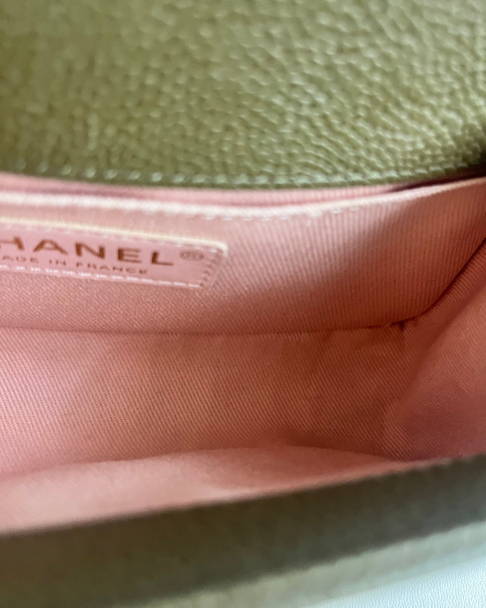 Chanel Small Army Green Caviar Leather Boy Bag GHW