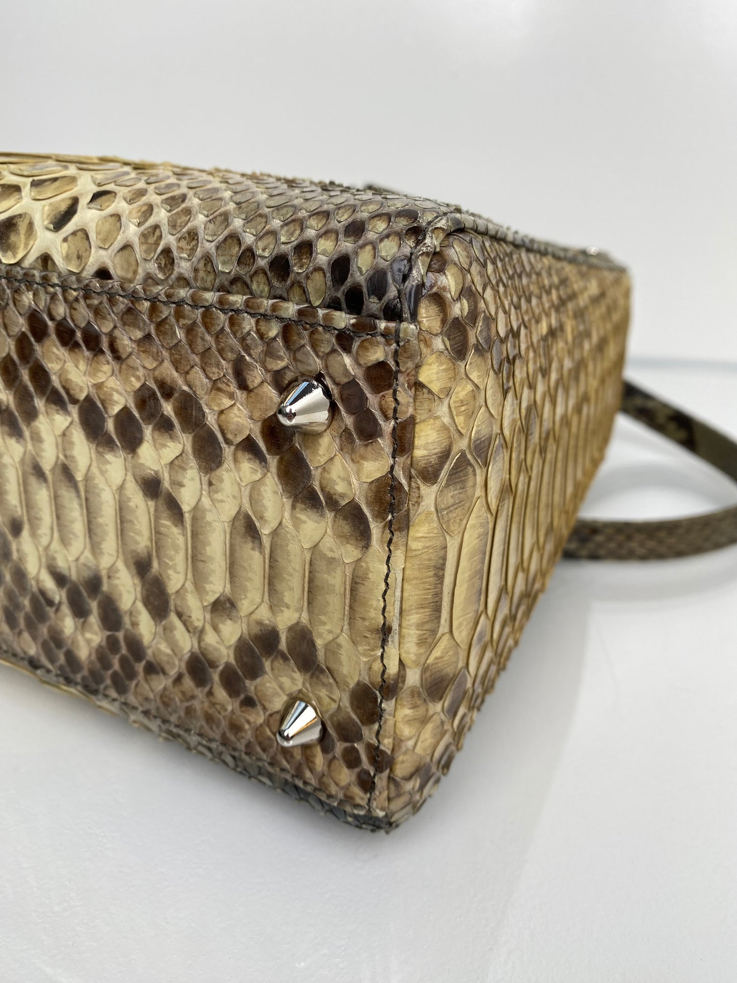Christian Dior Lady Dior Yellow & Black Python Bag SHW