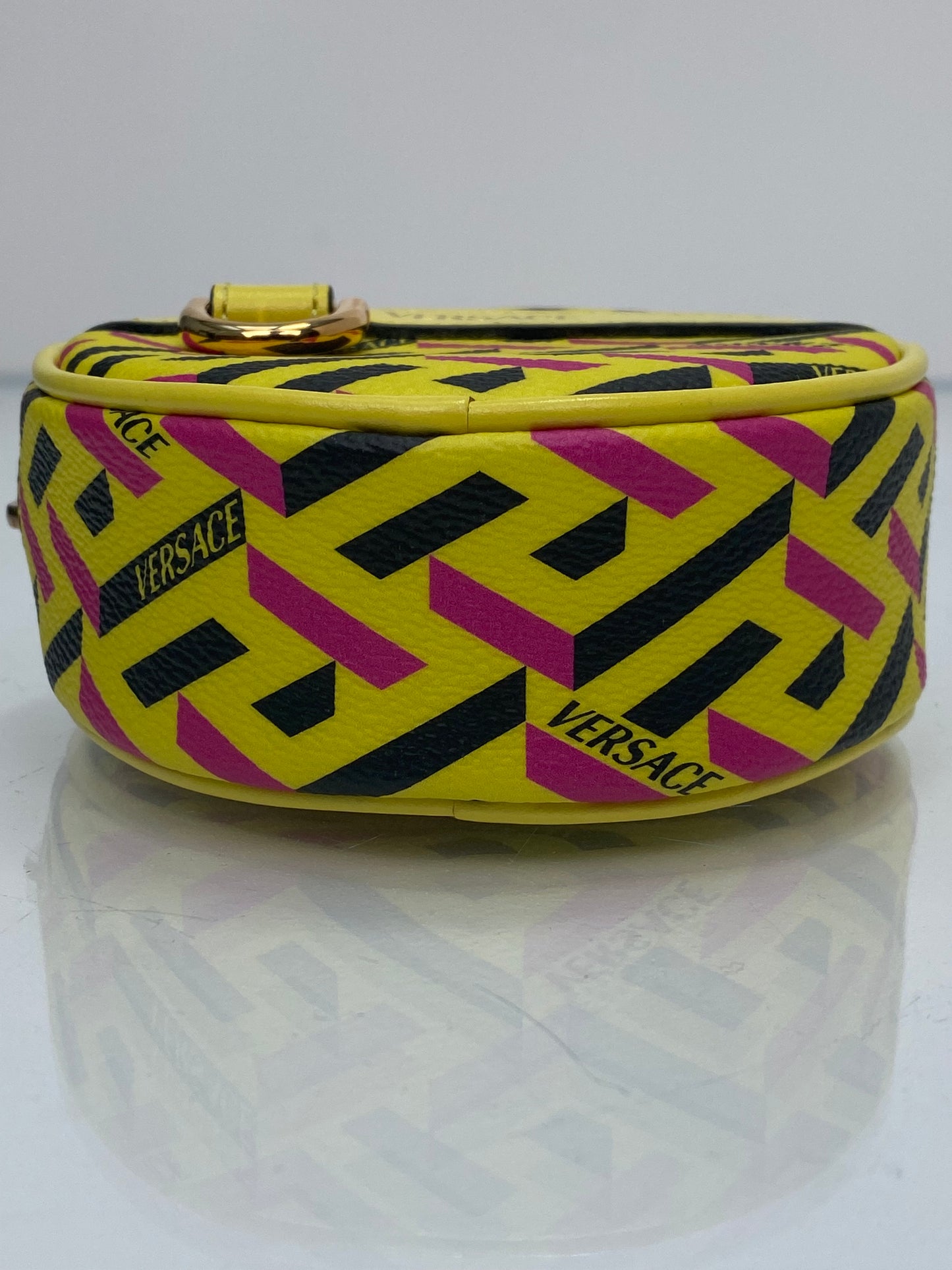 Versace Yellow Vintage La Greca Round Zip Pouch