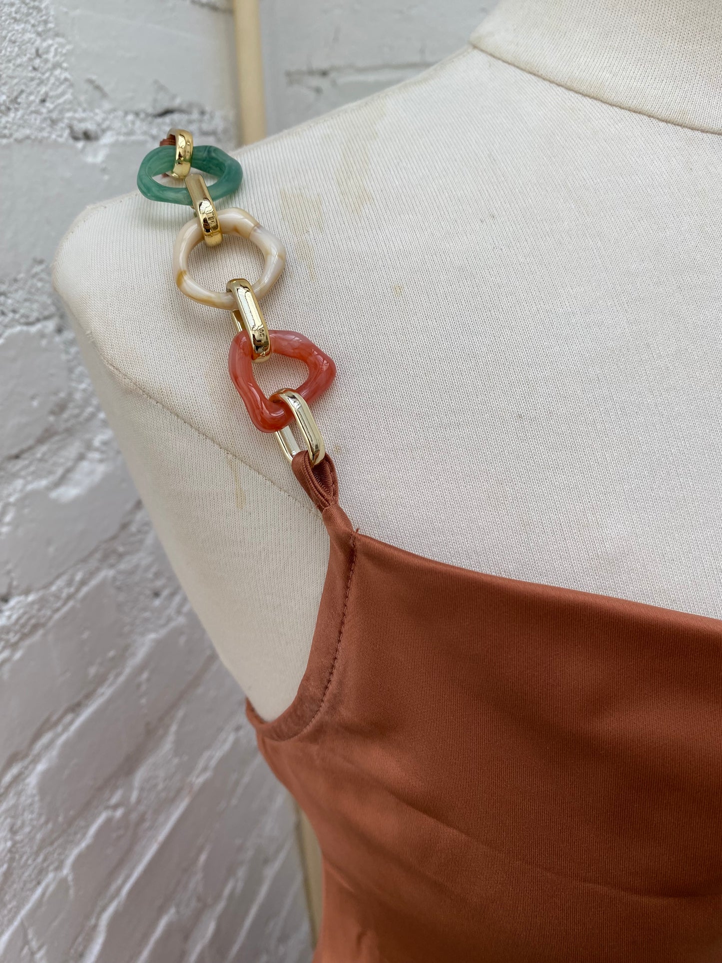 Jason Wu Copper Dress with Resin Chain Detail S