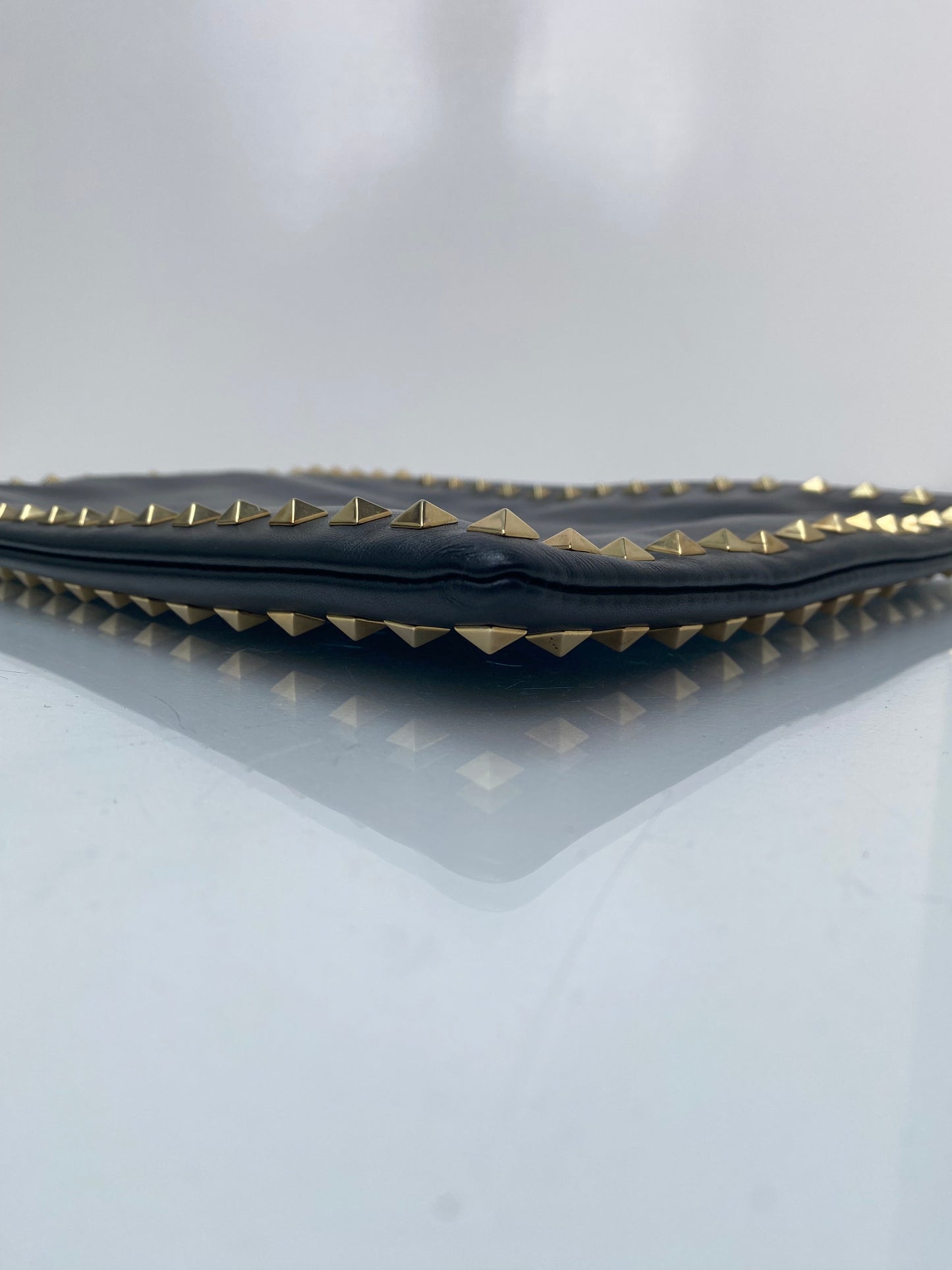 Valentino Black & Gold Rockstud Clutch