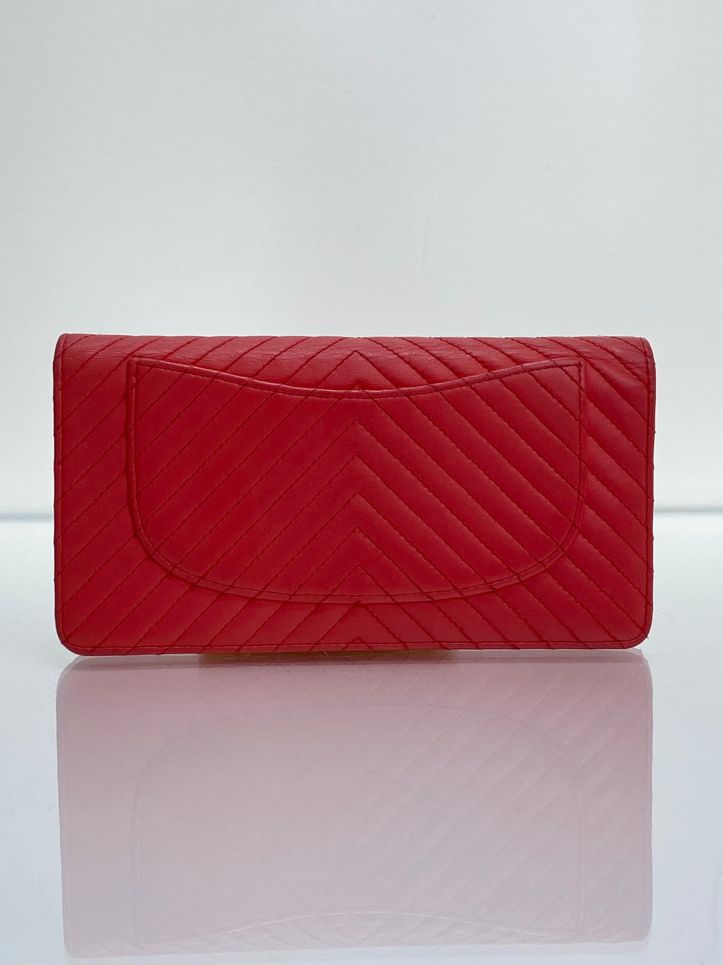 Chanel Peach Chevron Lambskin Wallet