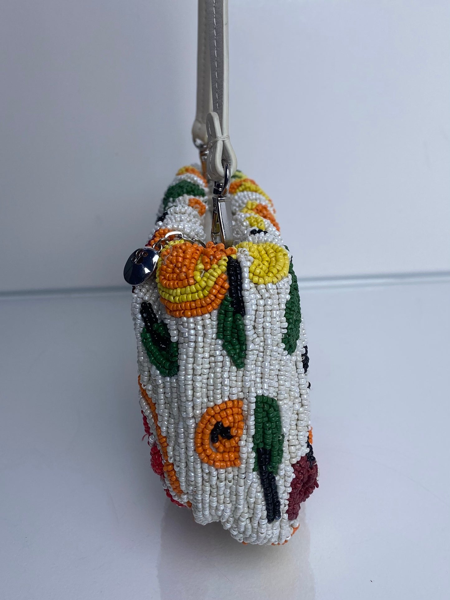 Staud White & Multicolor Beaded Fruit Bag SHW