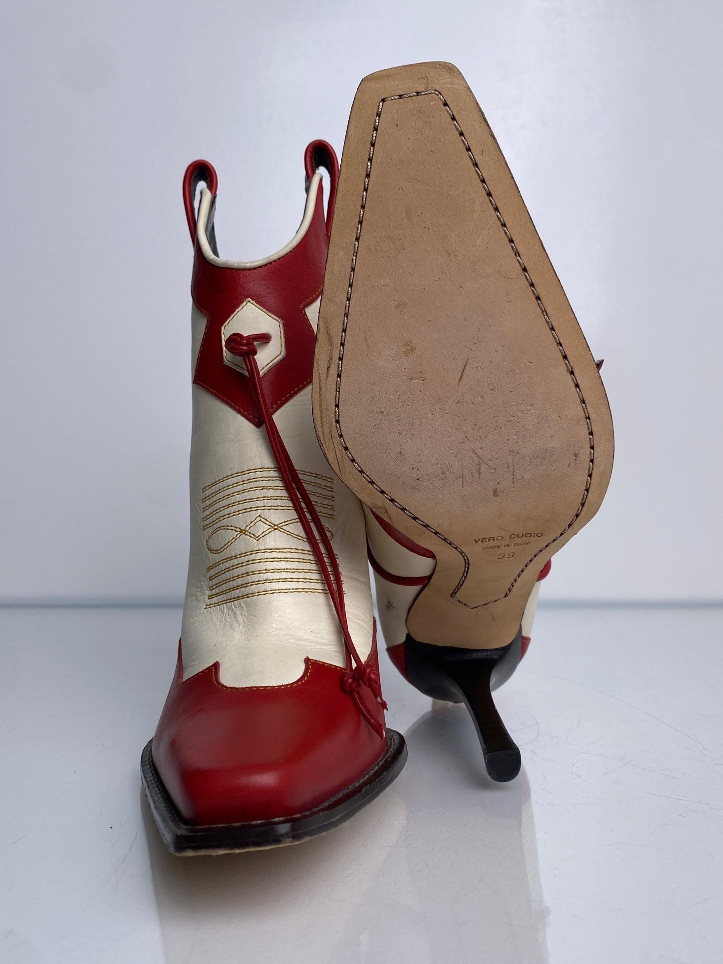 D Squared Red & White Cowboy Boots, 39