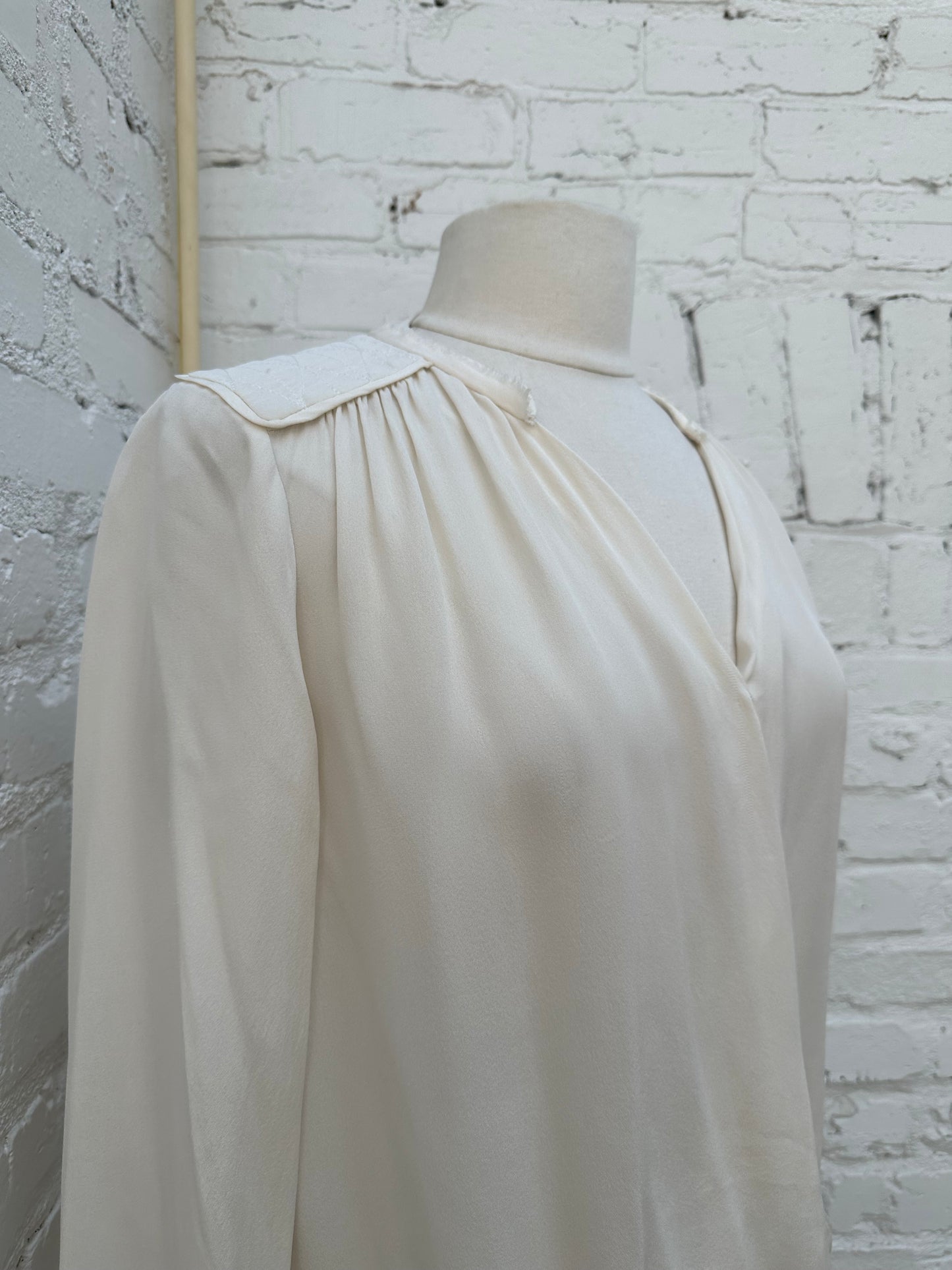 Rebecca Taylor Cream Long Sleeve Blouse, 4
