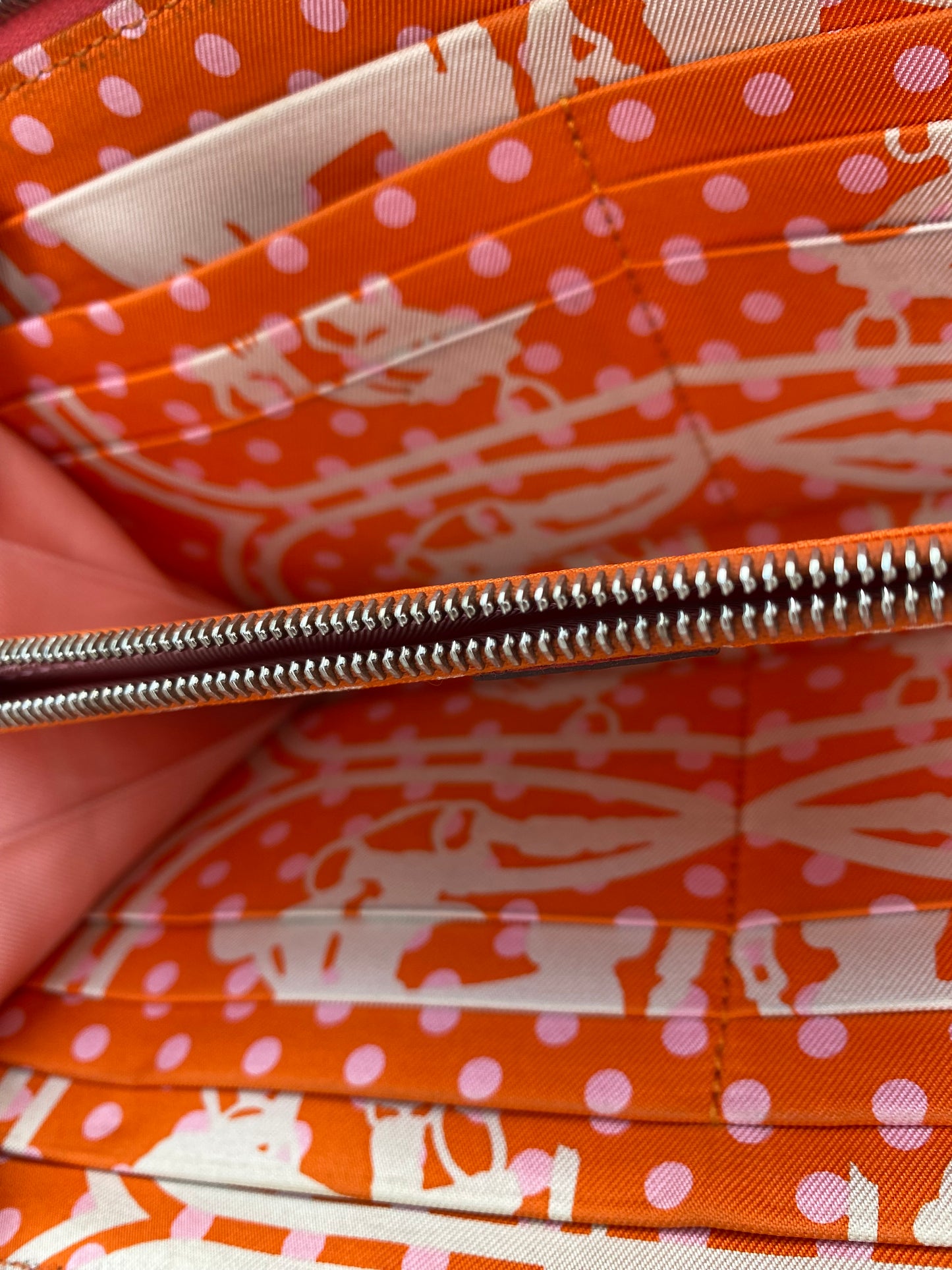Hermes Azap Silk Rose Azalee Epsom Zip around Long wallet PHW