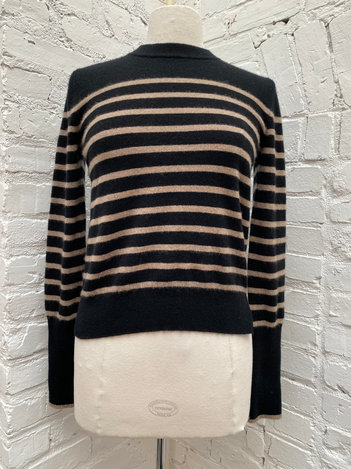 La Ligne Cashmere Black & Brown Striped Sweater, XS