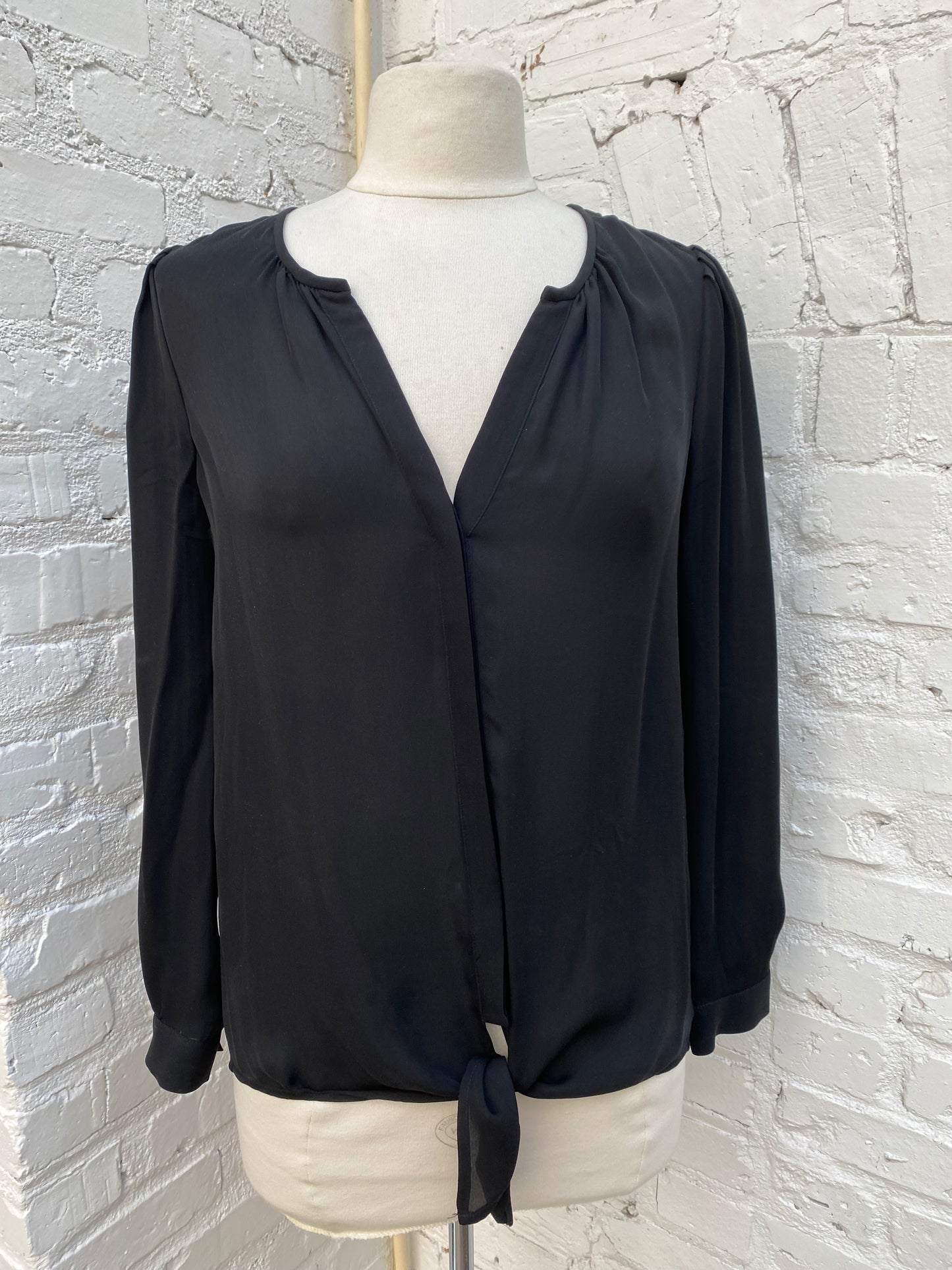 Joie Black Sheer Long Sleeve Blouse, XS