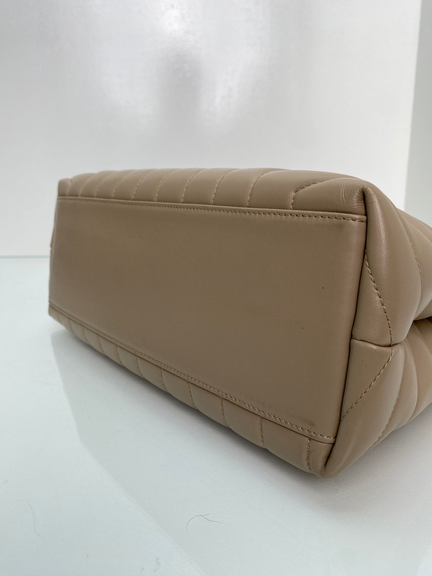 Saint Laurent Lou Lou Beige Leather Shoulder Bag SHW