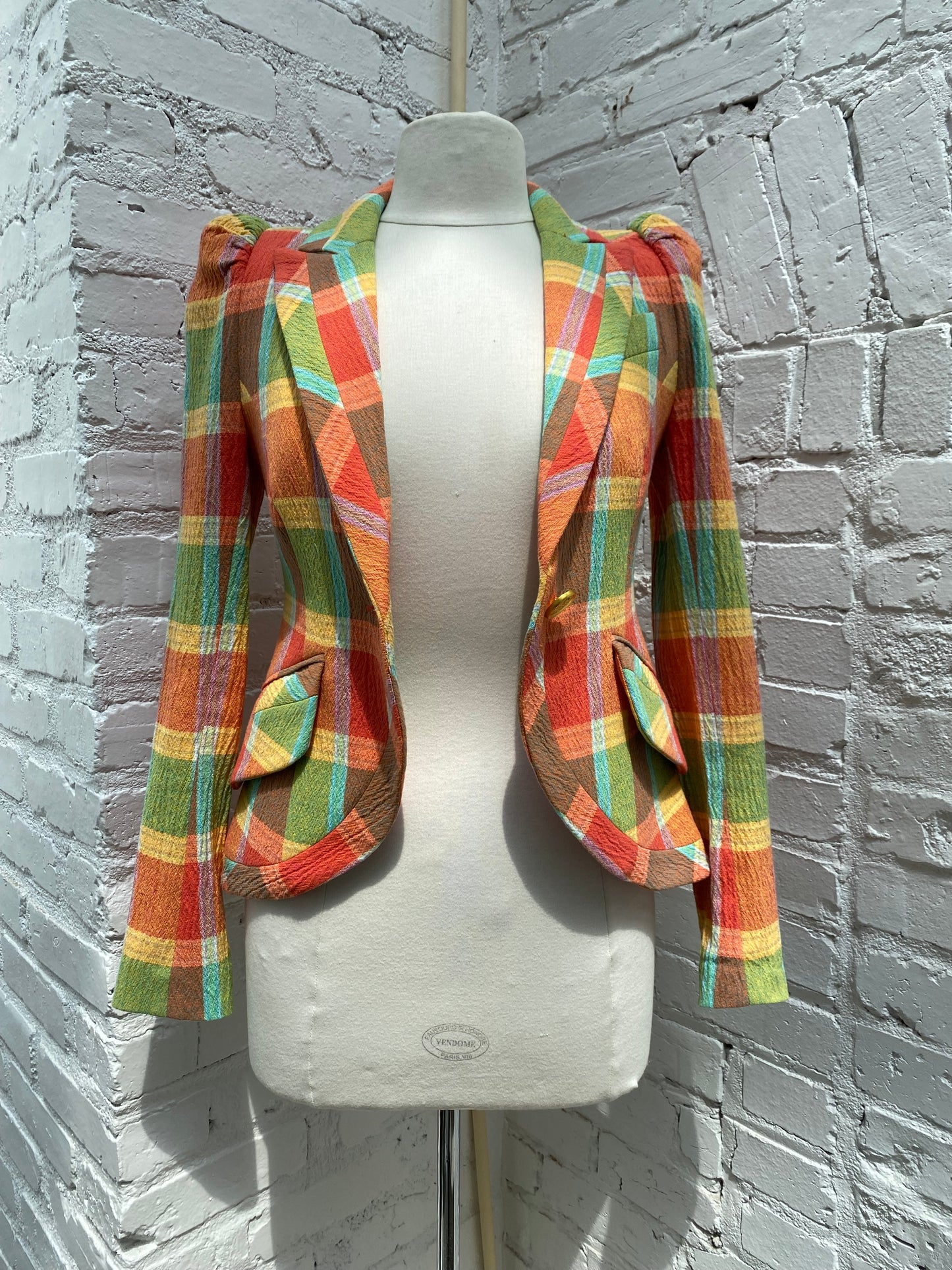 Smythe Orange & Green Plaid Blazer, 2